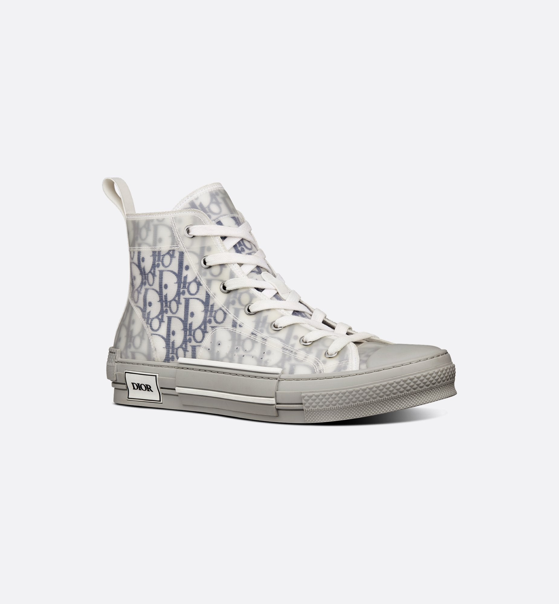 B23 High Top Sneaker White And Navy Blue Dior Oblique Canvas Sands