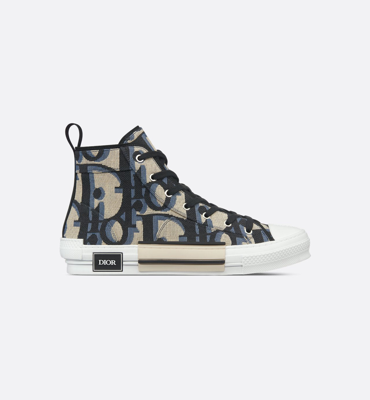 B23 High Top Sneaker Beige And Black Maxi Dior Oblique Jacquard