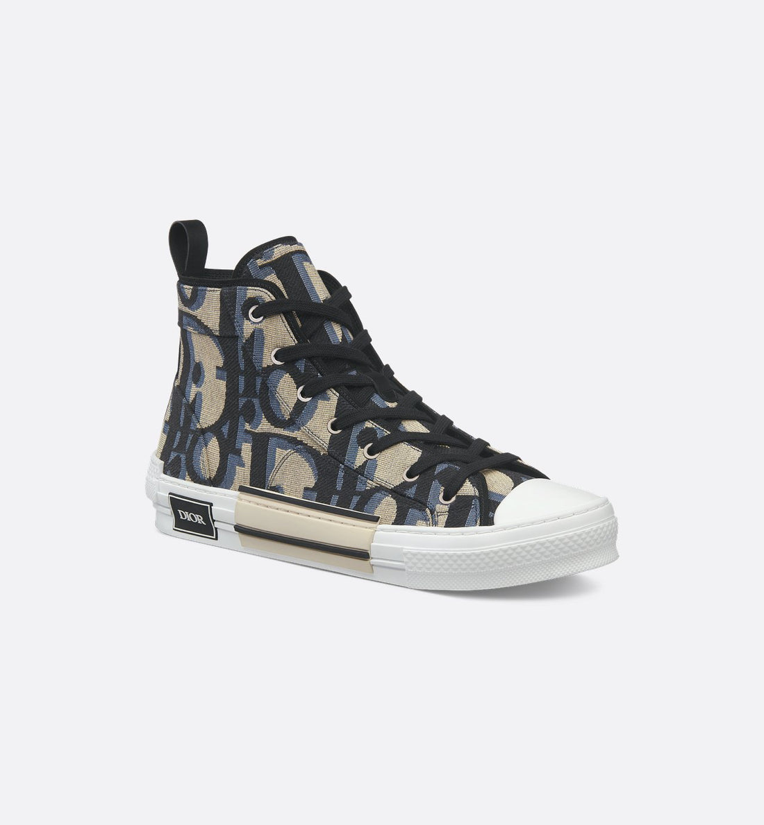 B23 High Top Sneaker Beige And Black Maxi Dior Oblique Jacquard