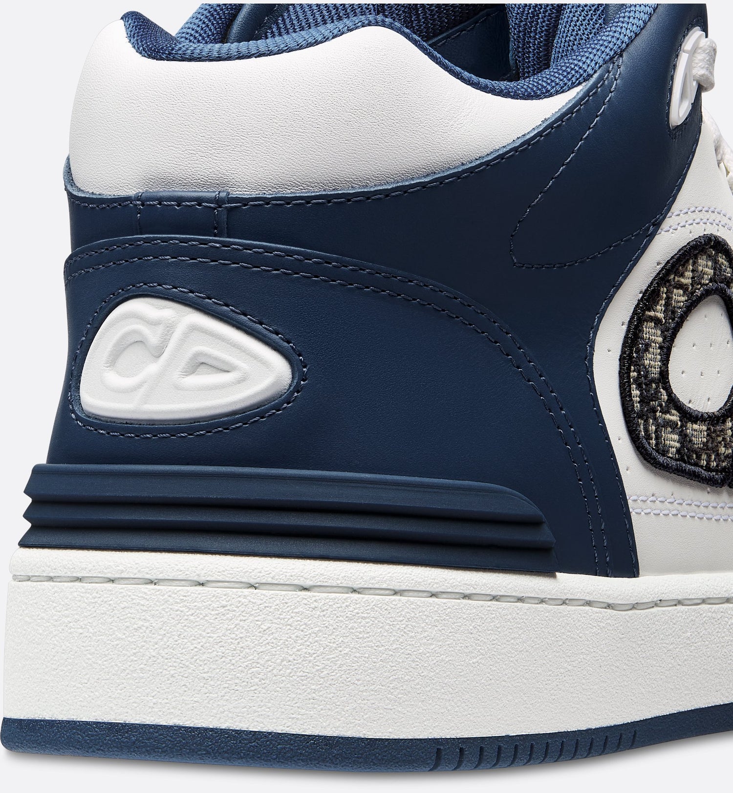 B57 Mid-Top Sneaker Navy Blue And White Smooth Calfskin With Beige And Black Dior Oblique Jacquard