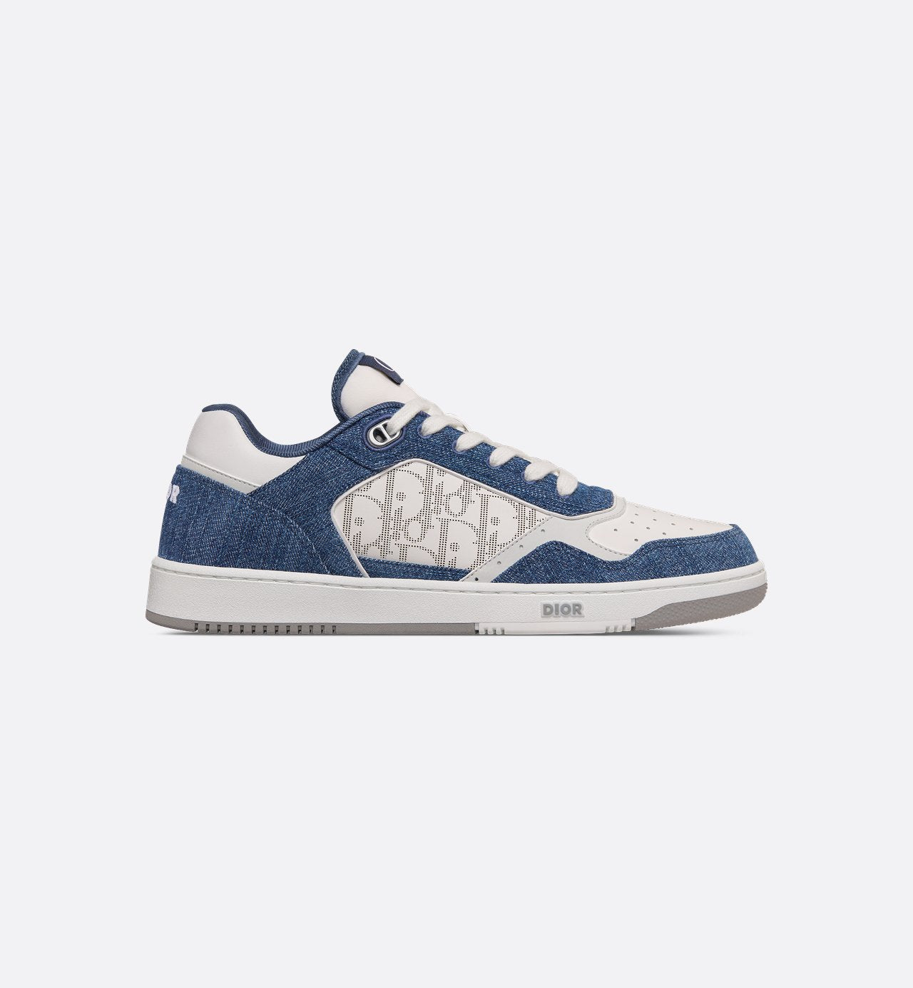 B27 Low-Top Sneaker White Smooth Calfskin, Blue Denim And White Dior Oblique Galaxy Leather