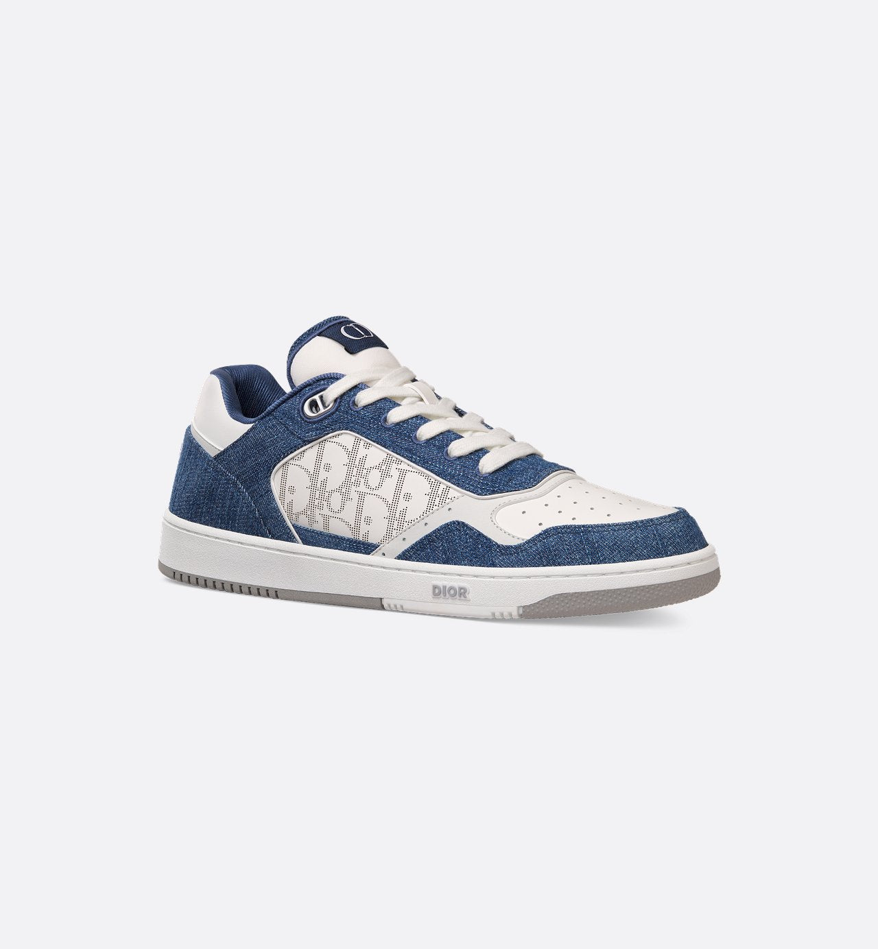 B27 Low-Top Sneaker White Smooth Calfskin, Blue Denim And White Dior Oblique Galaxy Leather