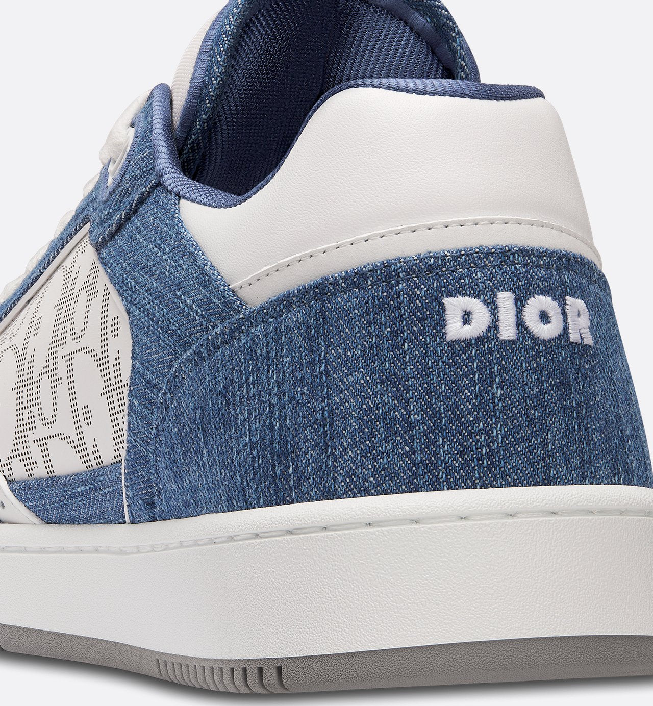 B27 Low Top Sneaker White Smooth Calfskin Blue Denim And White Dior Oblique Galaxy Leather