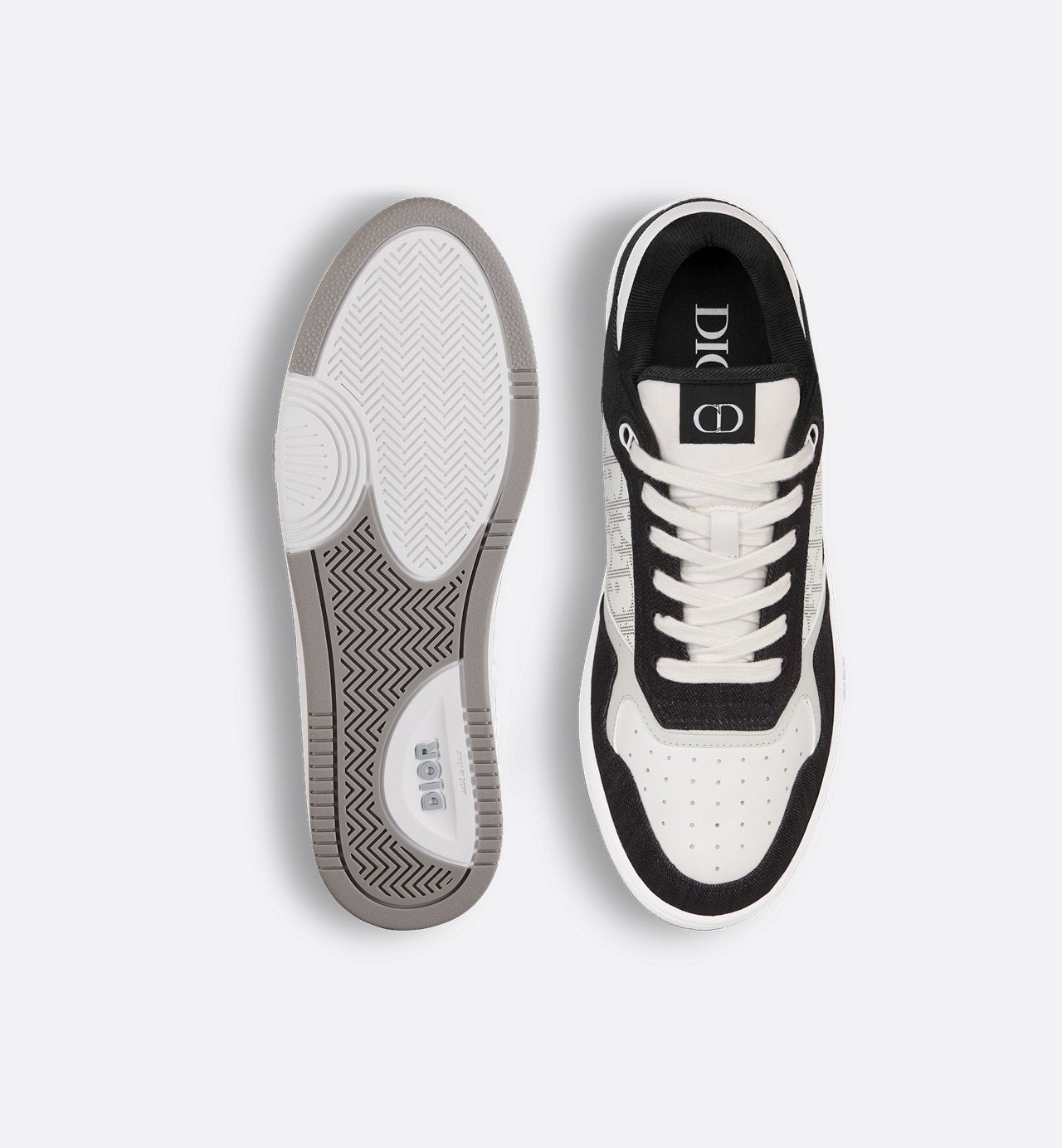 B27 Low-Top Sneaker White Smooth Calfskin, Black Denim And White Dior Oblique Galaxy Leather