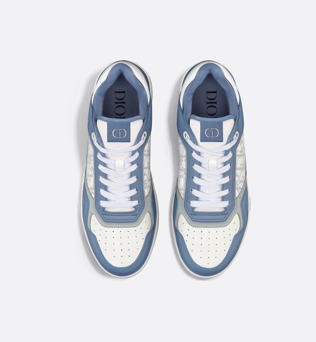 B27 Low Top Sneaker Blue And White Smooth Calfskin With White Dior Oblique Galaxy Leather