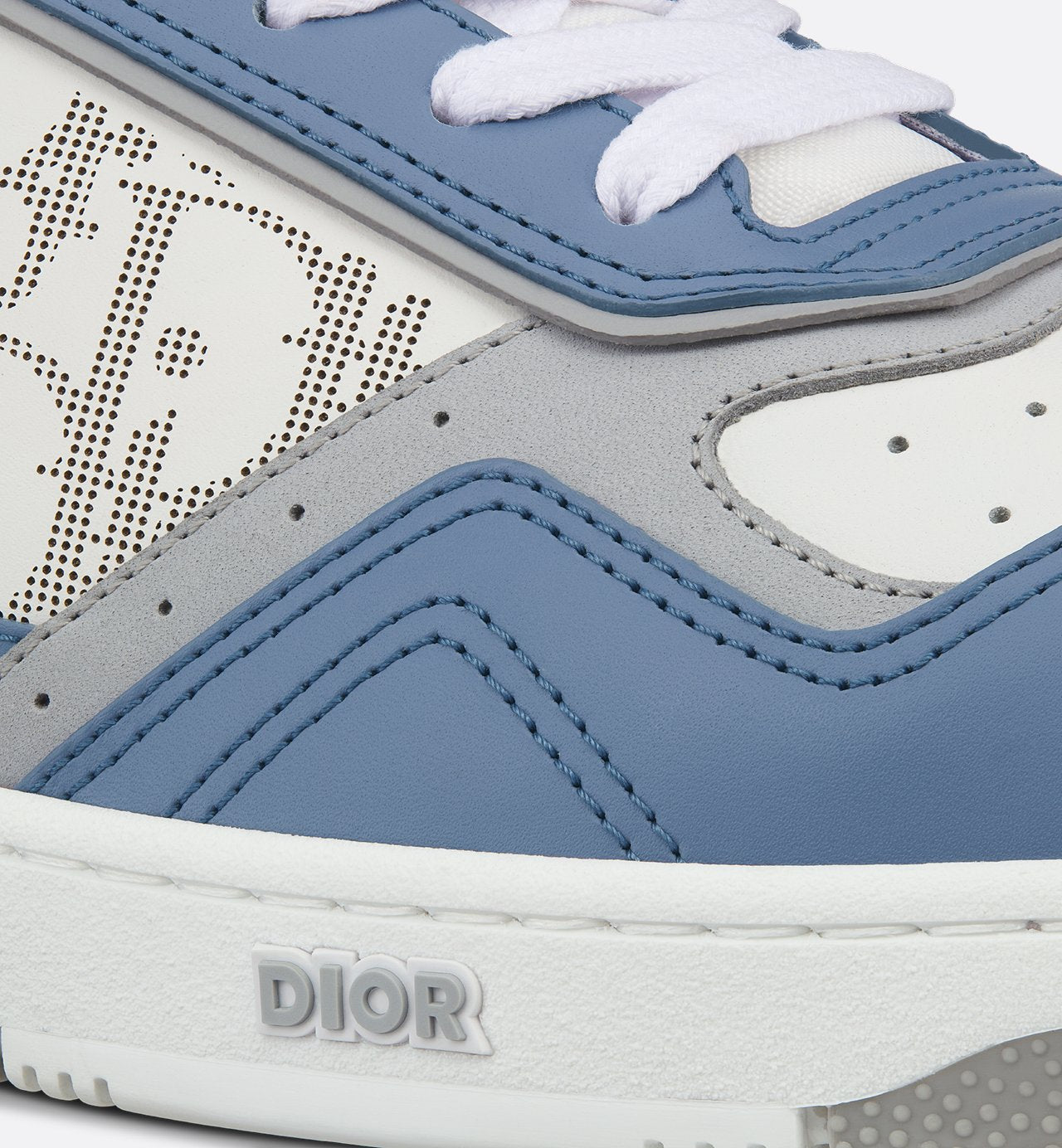 B27 Low Top Sneaker Blue And White Smooth Calfskin With White Dior Oblique Galaxy Leather