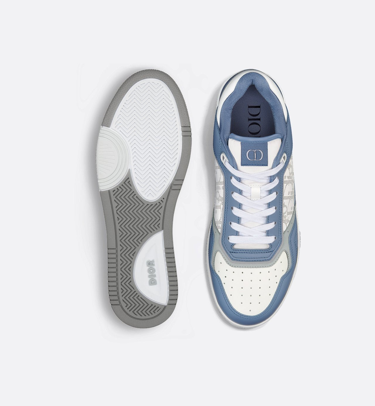 B27 Low-Top Sneaker Blue And White Smooth Calfskin With White Dior Oblique Galaxy Leather