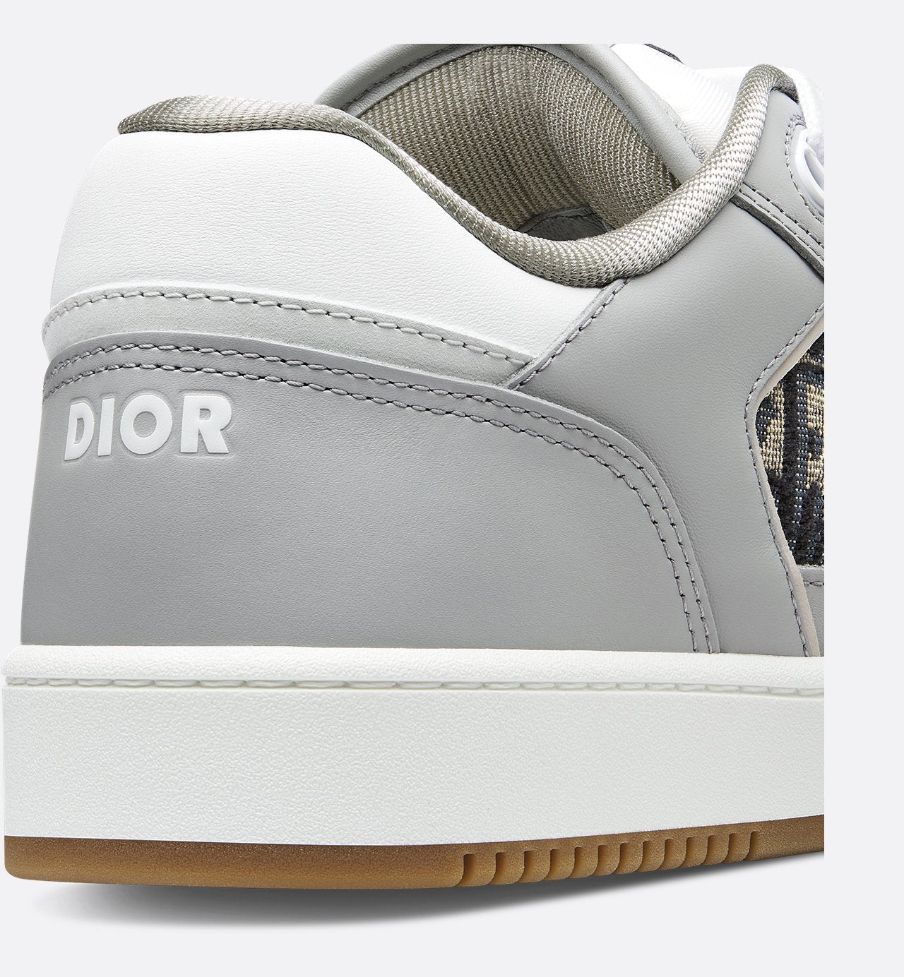 B27 Low-Top Sneaker Gray And White Smooth Calfskin With Beige And Black Dior Oblique Jacquard