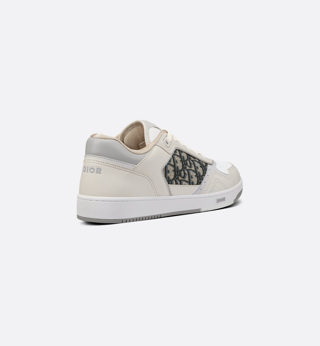 B27 Low Top Sneaker Cream And White Smooth Calfskin With Beige And Black Dior Oblique Jacquard