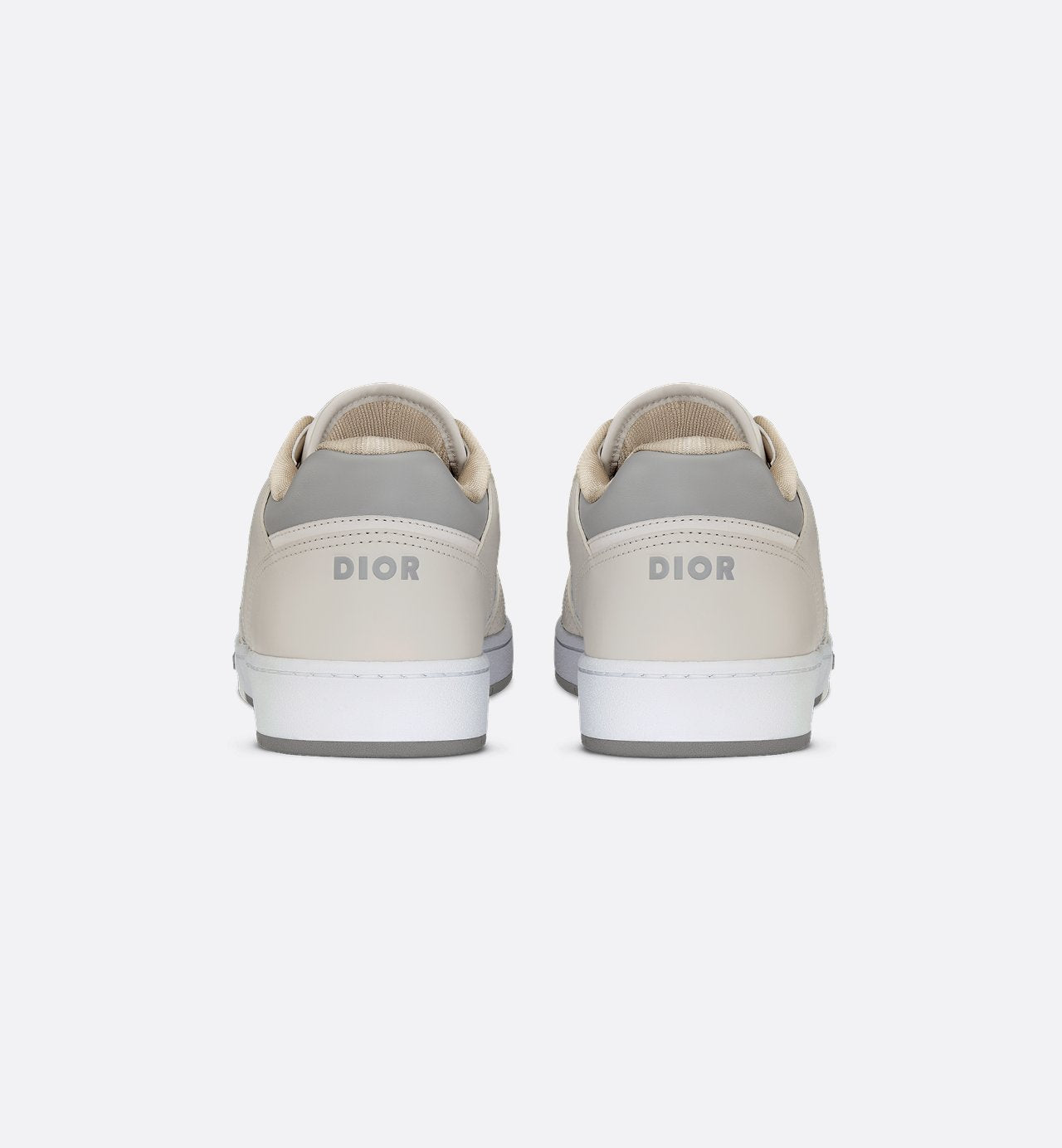 B27 Low Top Sneaker Cream And White Smooth Calfskin With Beige And Black Dior Oblique Jacquard