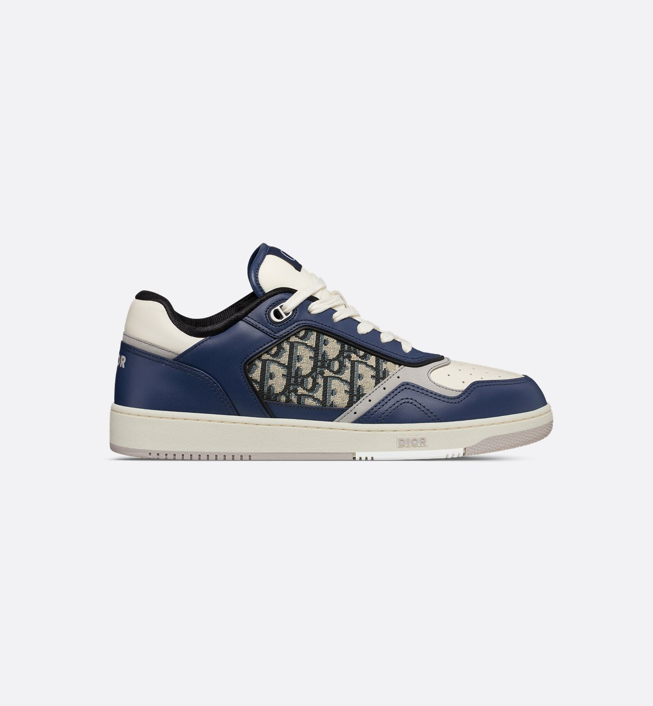 B27 Low-Top Sneaker Blue, Cream And Dior Gray Smooth Calfskin With Beige And Black Dior Oblique Jacquard