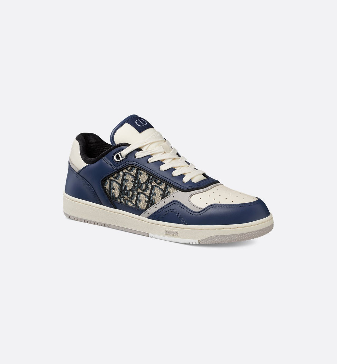 B27 Low-Top Sneaker Blue, Cream And Dior Gray Smooth Calfskin With Beige And Black Dior Oblique Jacquard