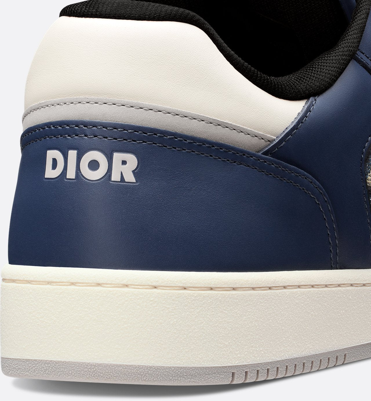 B27 Low Top Sneaker Blue Cream And Dior Gray Smooth Calfskin With Beige And Black Dior Oblique Jacquard