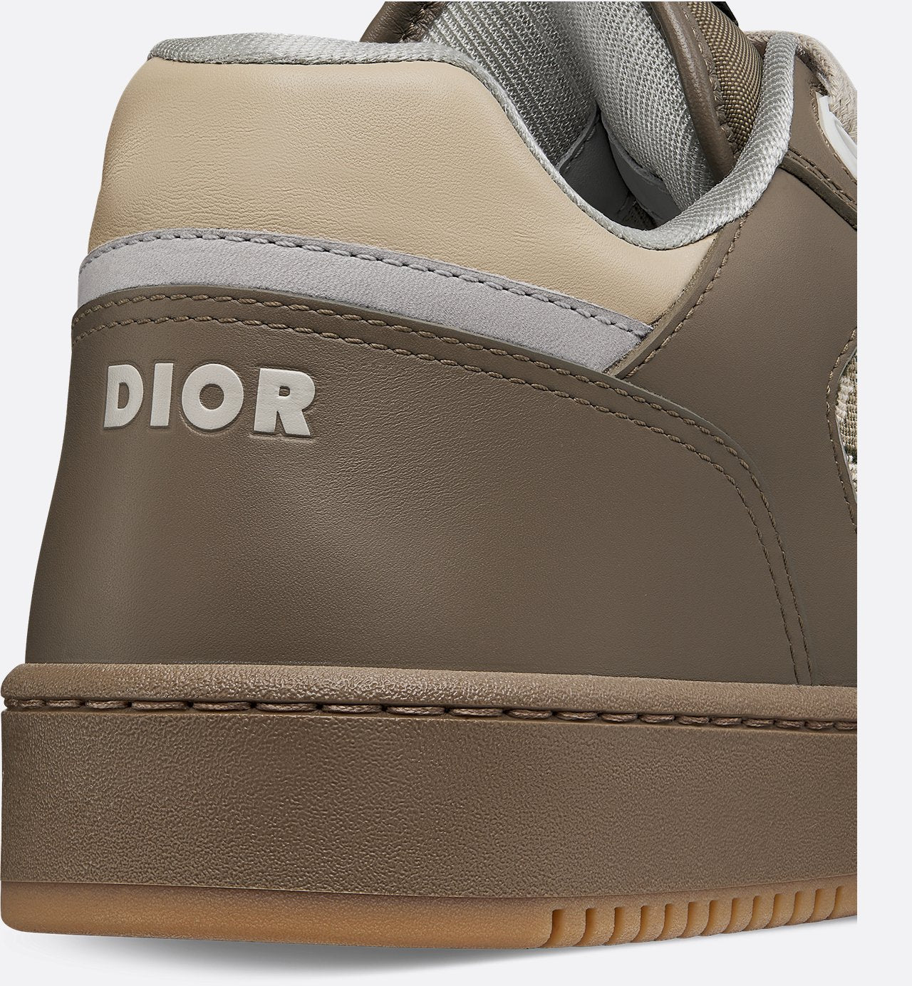 B27 Low-Top Sneaker Khaki And Beige Smooth Calfskin With Khaki Dior Oblique Jacquard