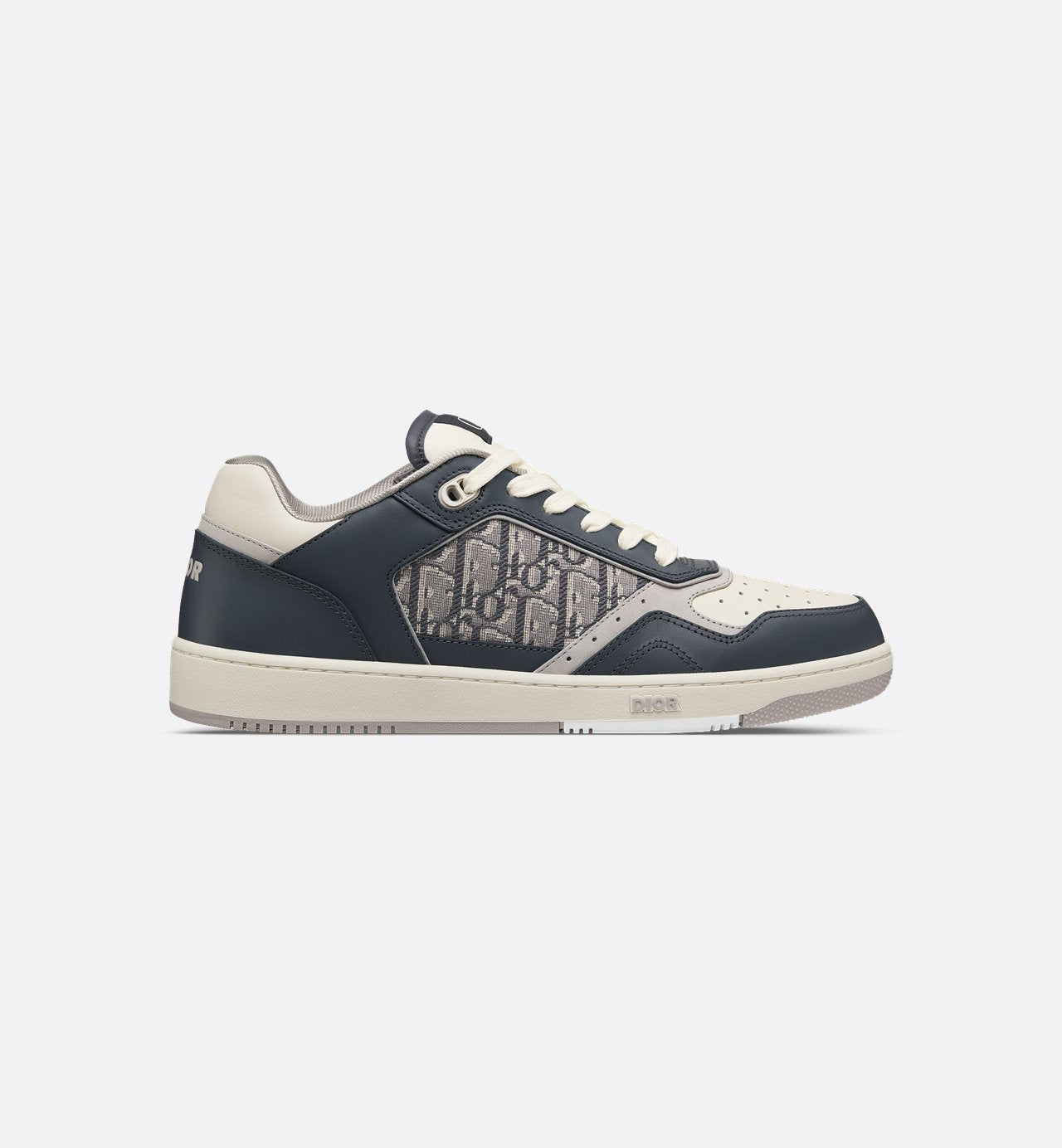 B27 Low-Top Sneaker Deep Gray And Cream Smooth Calfskin With Deep Gray Dior Oblique Jacquard