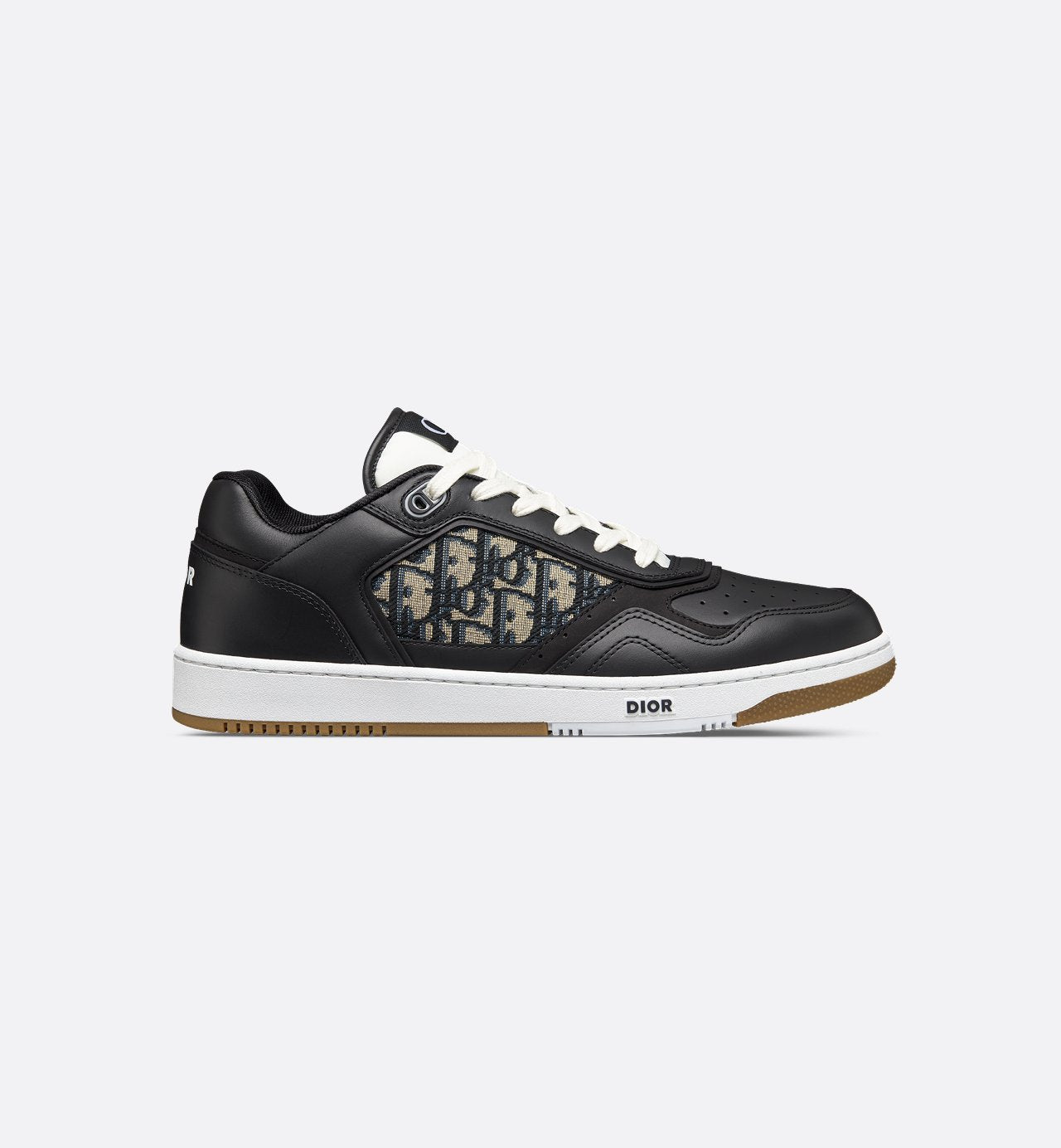 B27 Low-Top Sneaker Black Smooth Calfskin With Beige And Black Dior Oblique Jacquard