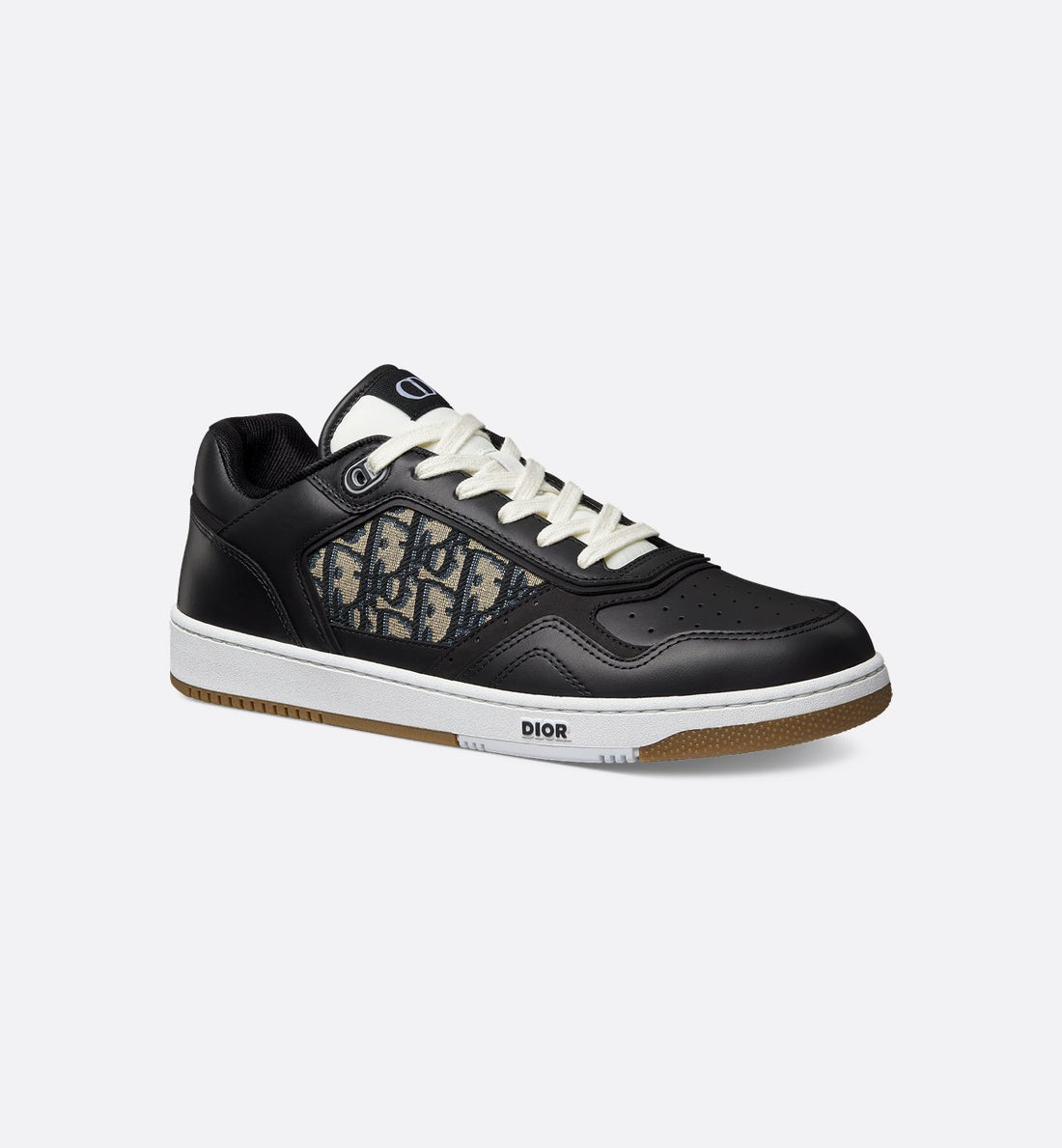 B27 Low-Top Sneaker Black Smooth Calfskin With Beige And Black Dior Oblique Jacquard