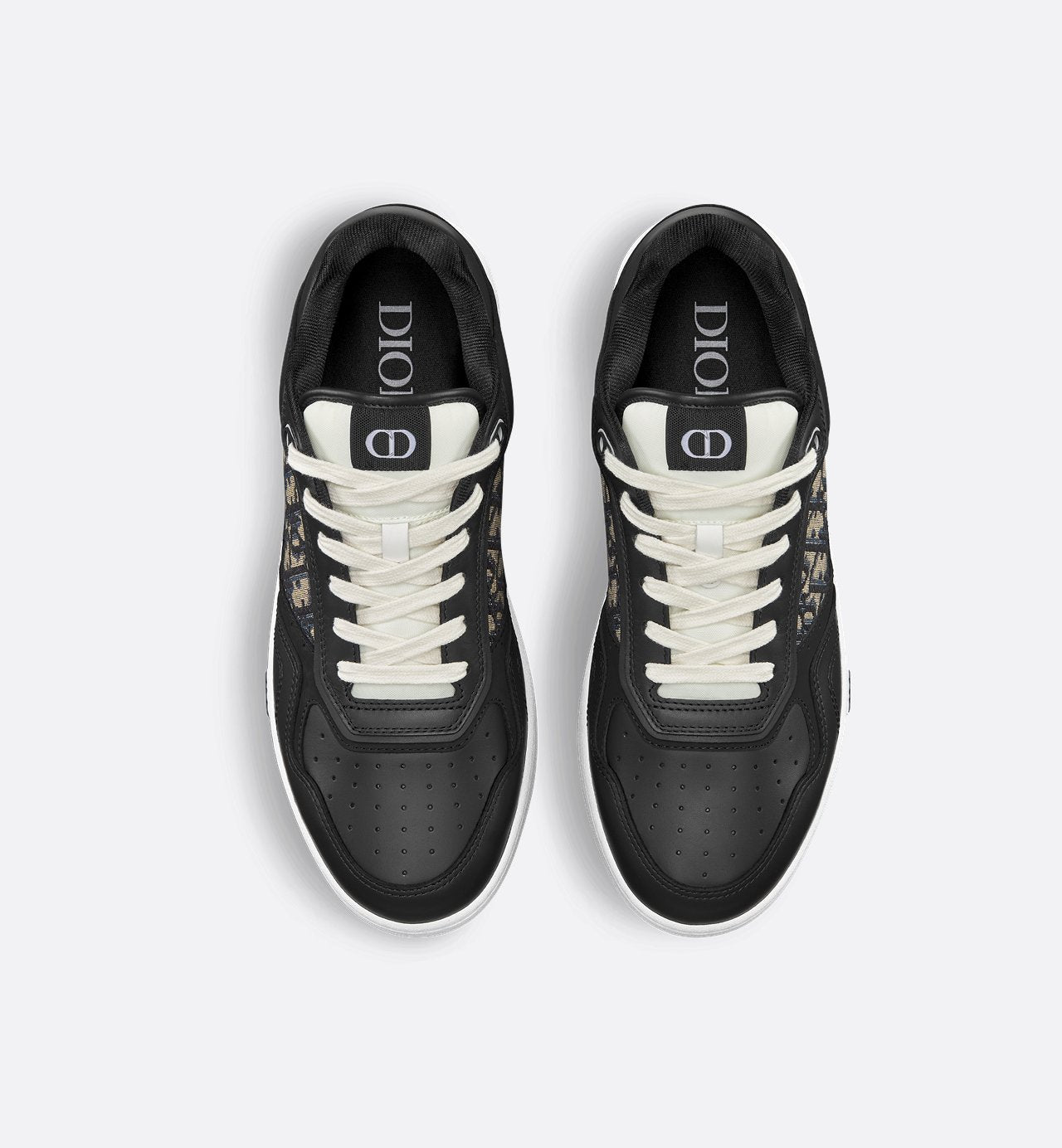 B27 Low-Top Sneaker Black Smooth Calfskin With Beige And Black Dior Oblique Jacquard