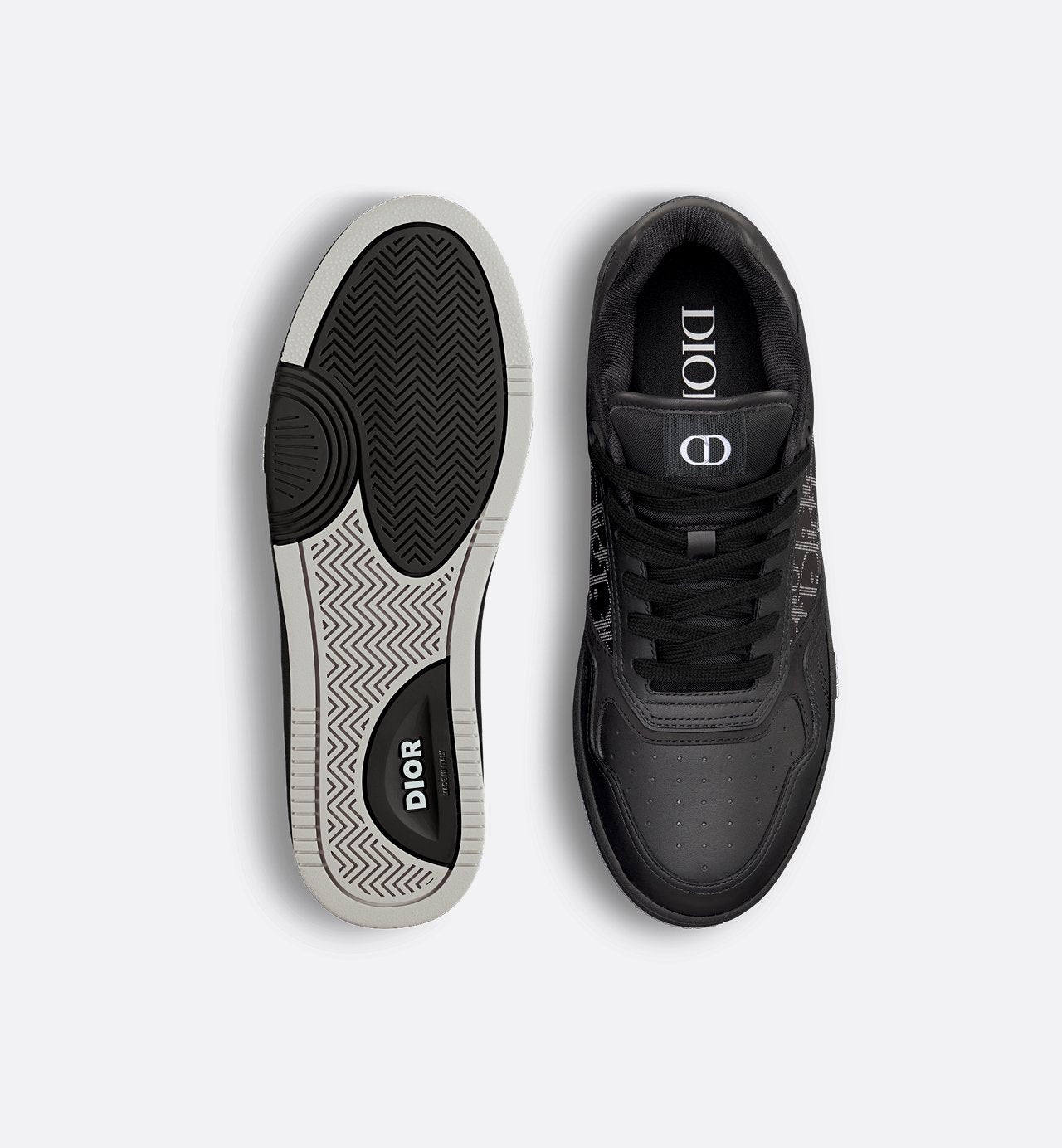 B27 Low-Top Sneaker Black Smooth Calfskin, Black Suede And Black Dior Oblique Galaxy Leather