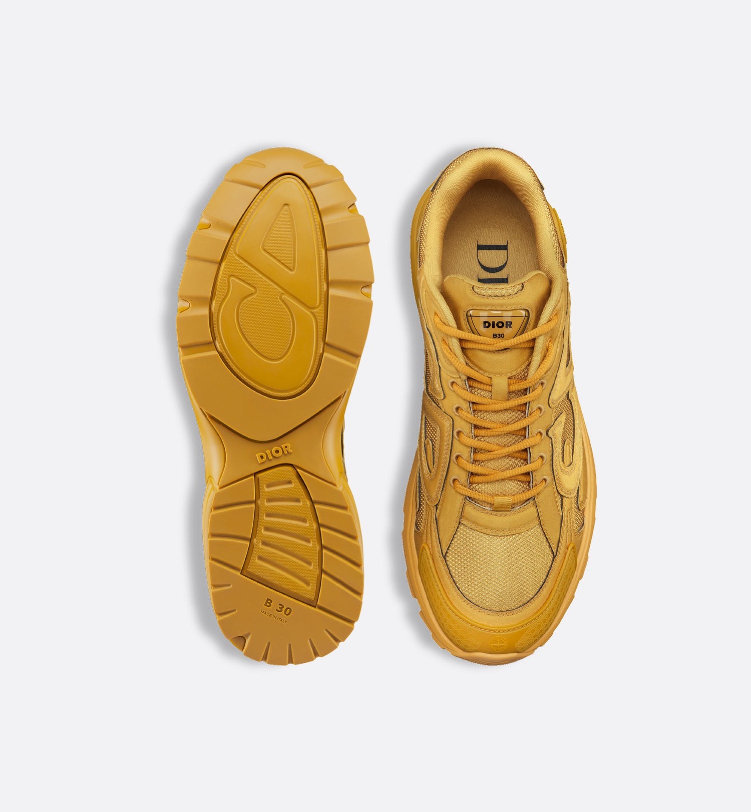 Dior And Stone Island B30 Sneaker – Limited And Numbered Edition Yellow Technical Mesh And Yellow Dyed Cotton