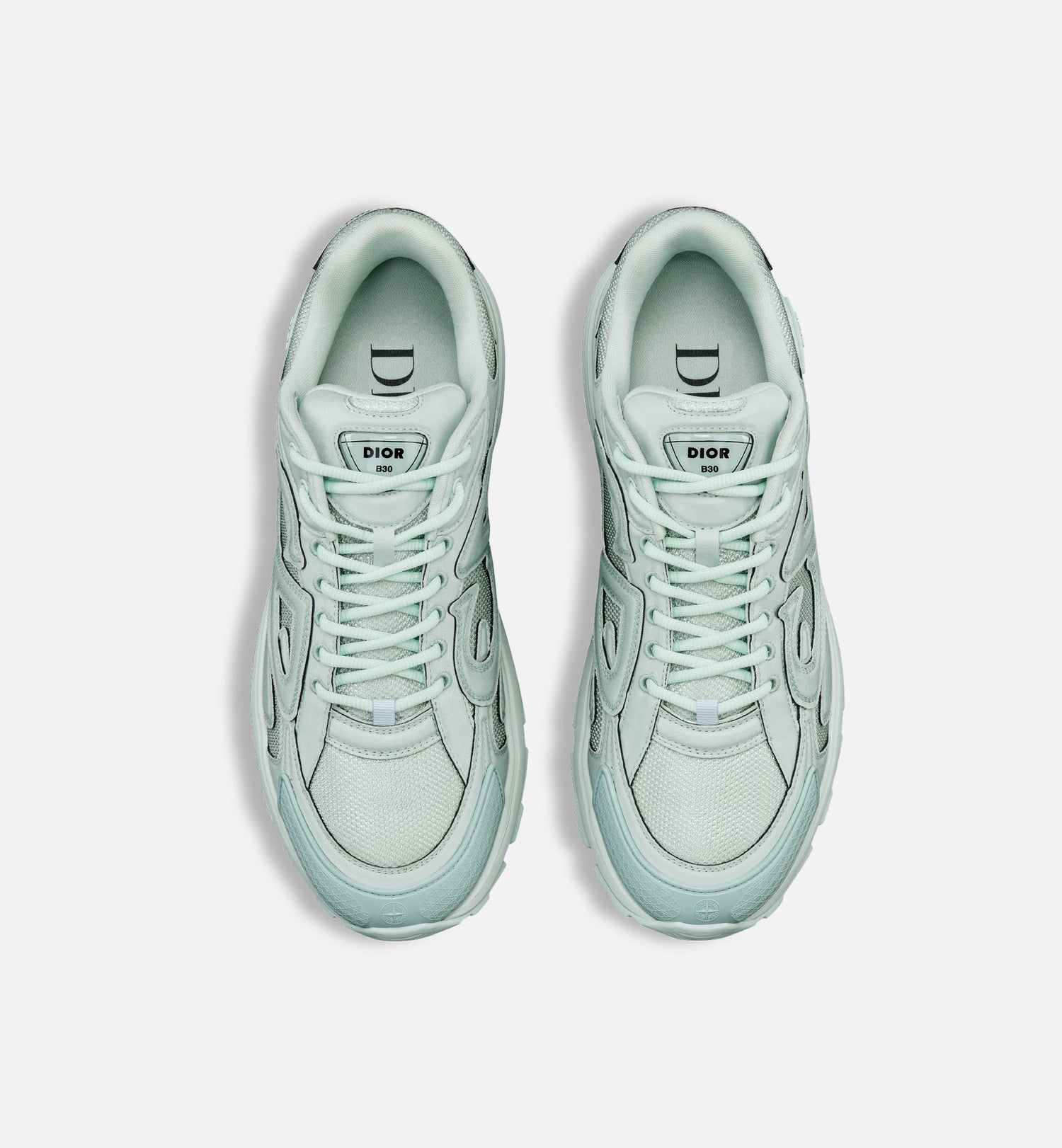 Dior And Stone Island B30 Sneaker – Limited And Numbered Edition Light Green Technical Mesh And Light Green Dyed Cotton