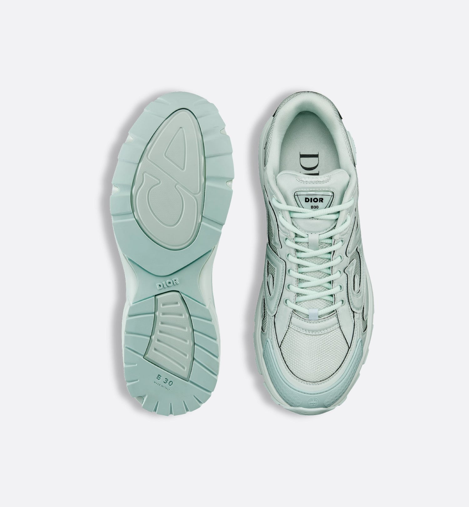 Dior And Stone Island B30 Sneaker – Limited And Numbered Edition Light Green Technical Mesh And Light Green Dyed Cotton