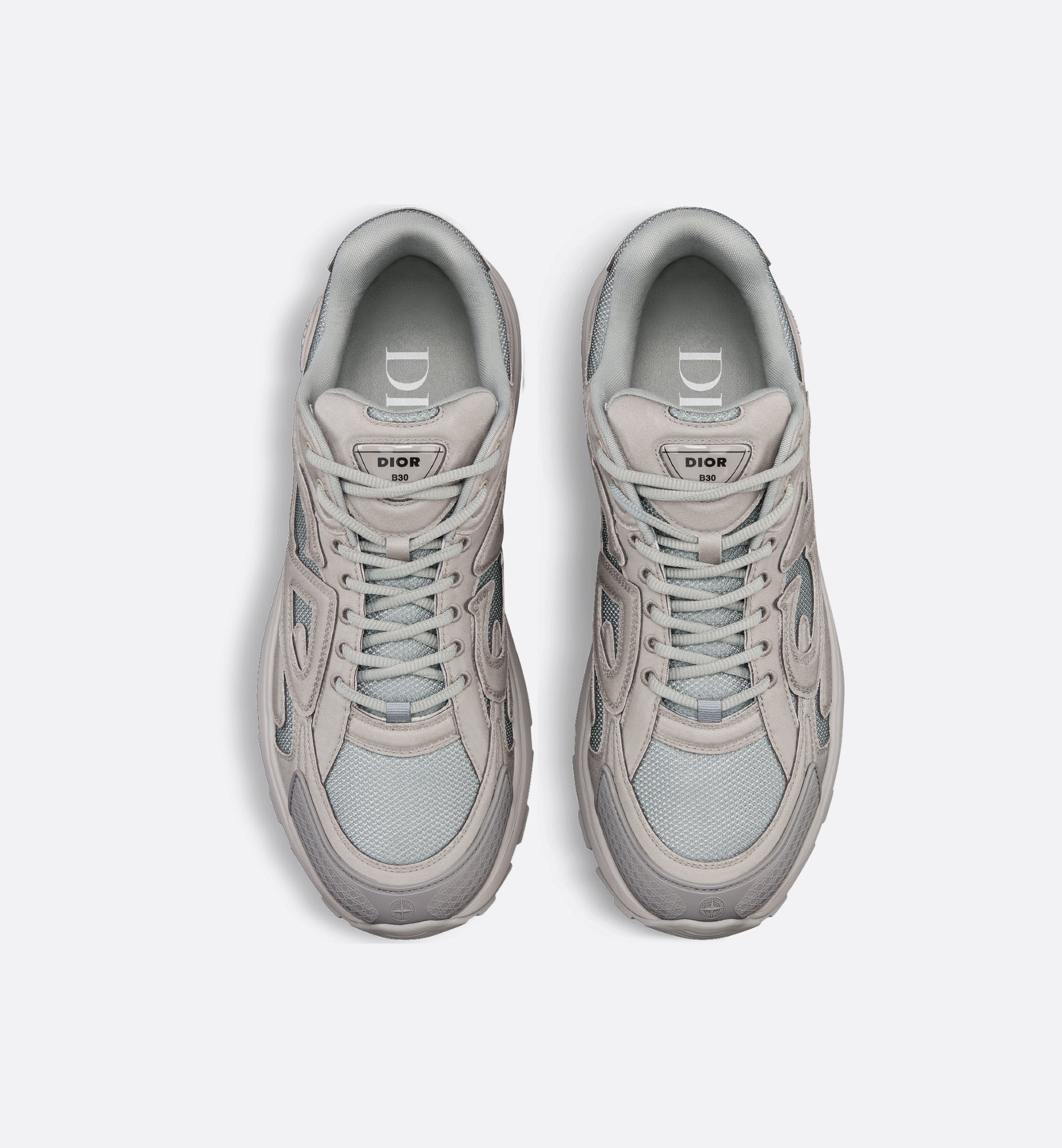 Dior And Stone Island B30 Sneaker – Limited And Numbered Edition Gray Technical Mesh And Gray Dyed Cotton