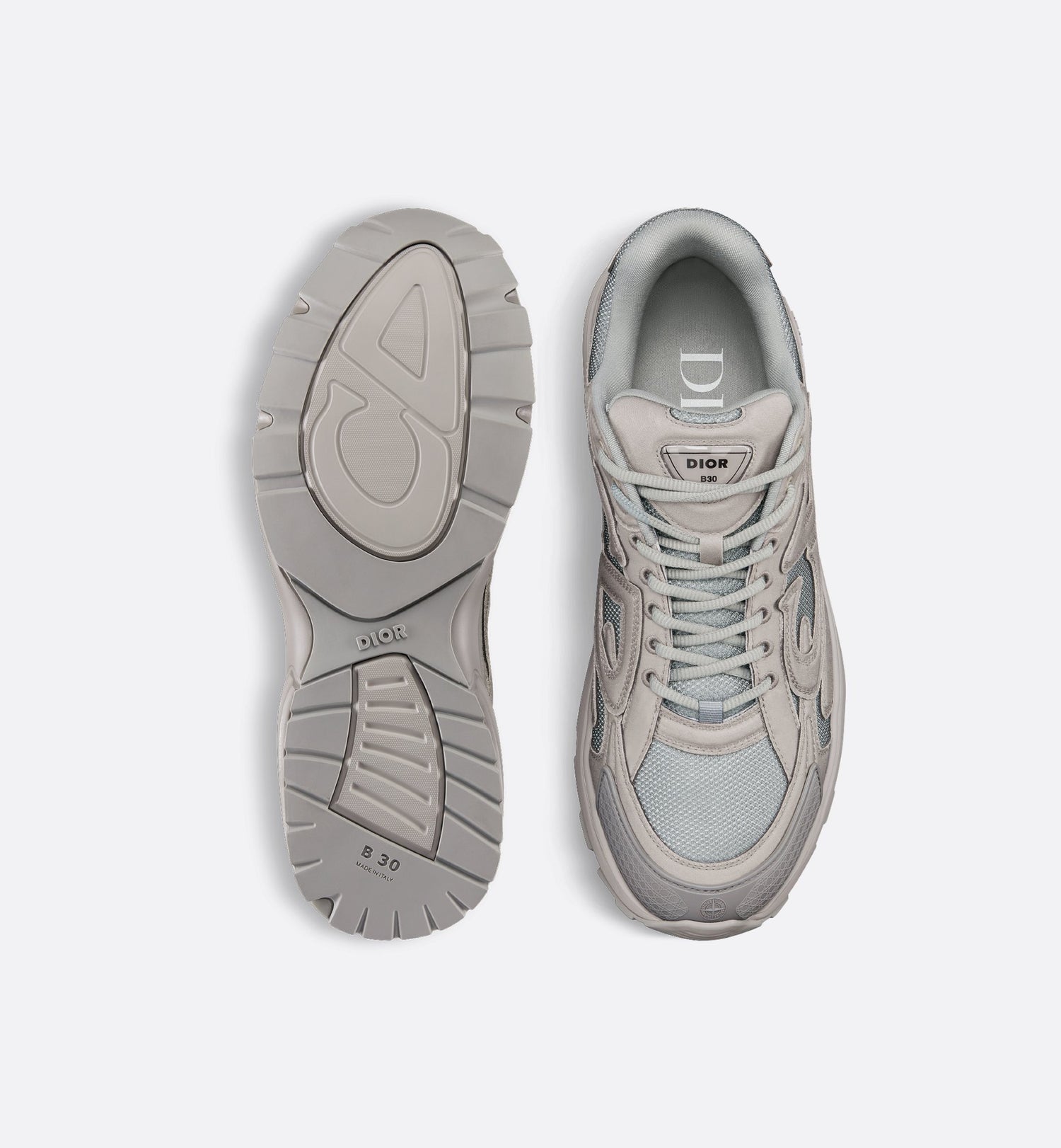 Dior And Stone Island B30 Sneaker – Limited And Numbered Edition Gray Technical Mesh And Gray Dyed Cotton