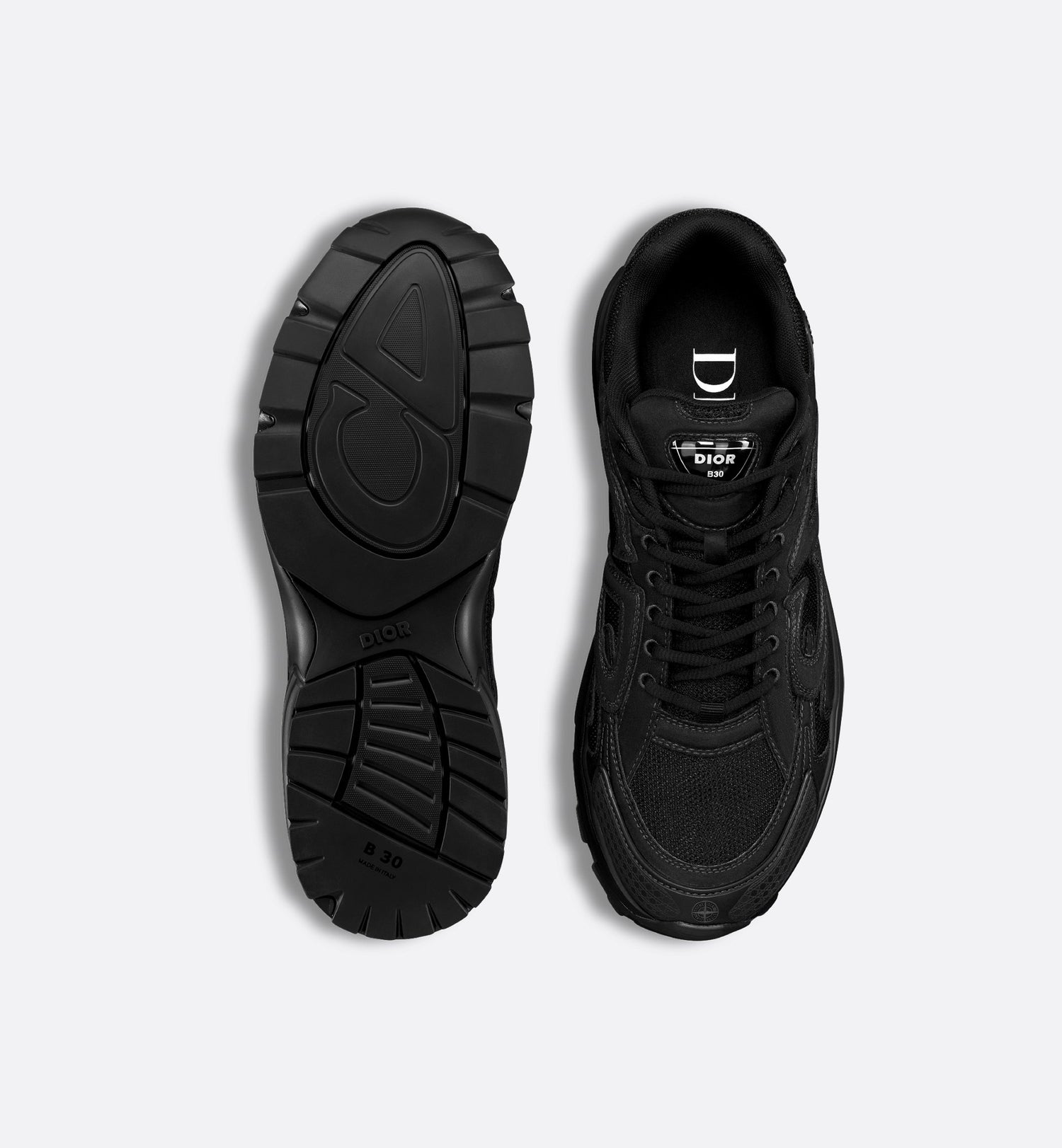 Dior And Stone Island B30 Sneaker – Limited And Numbered Edition Black Technical Mesh And Black Dyed Cotton