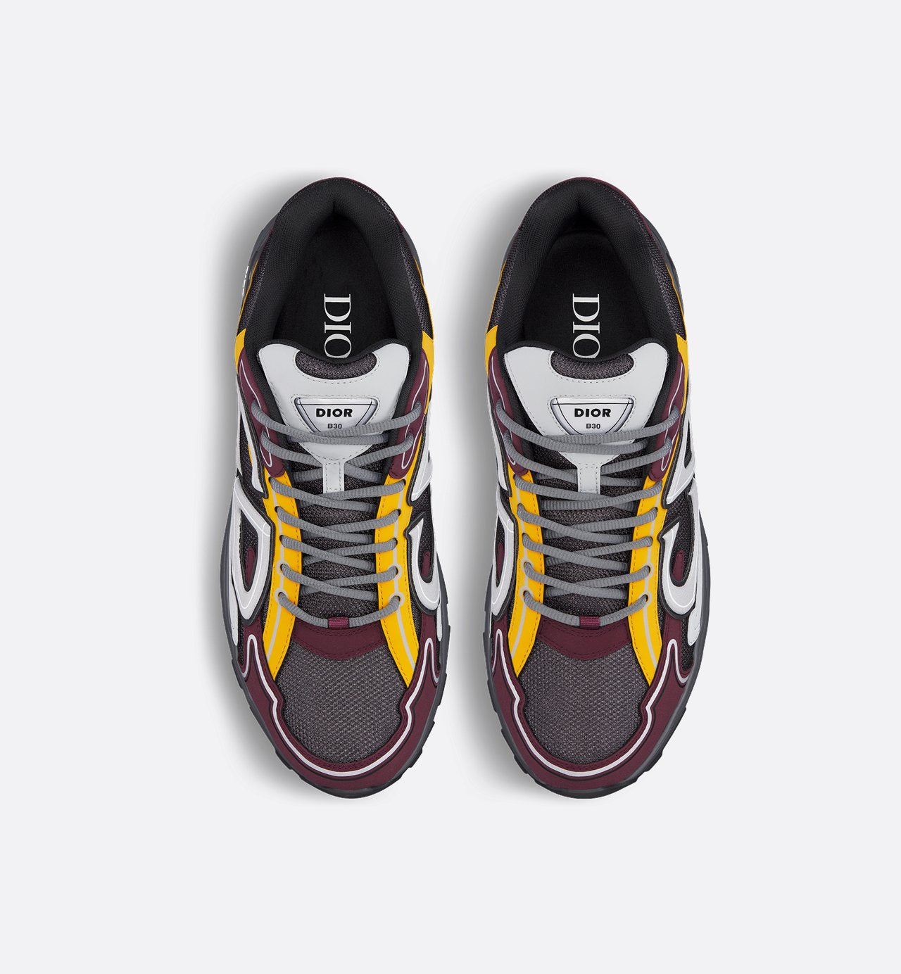 B30 Sneaker Deep Gray Mesh With Burgundy, Yellow And Gray Technical Fabric