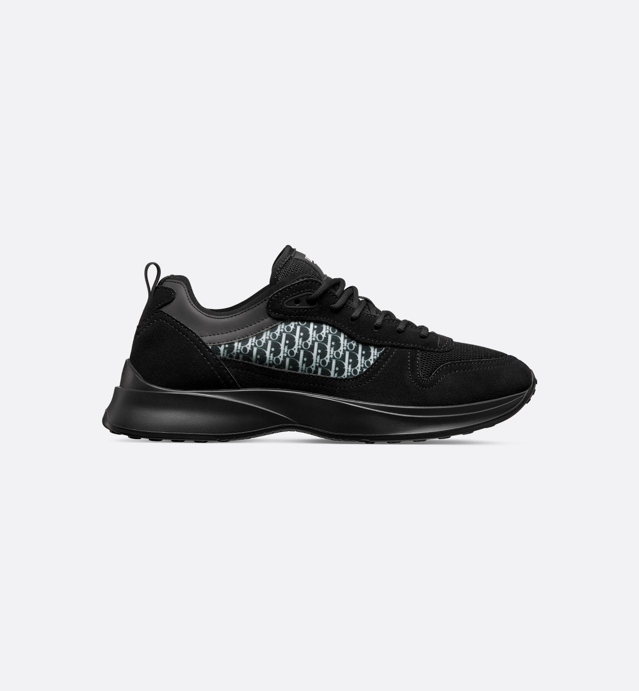 B25 Runner Sneaker Black Suede And Technical Mesh With Black And White Dior Oblique Canvas