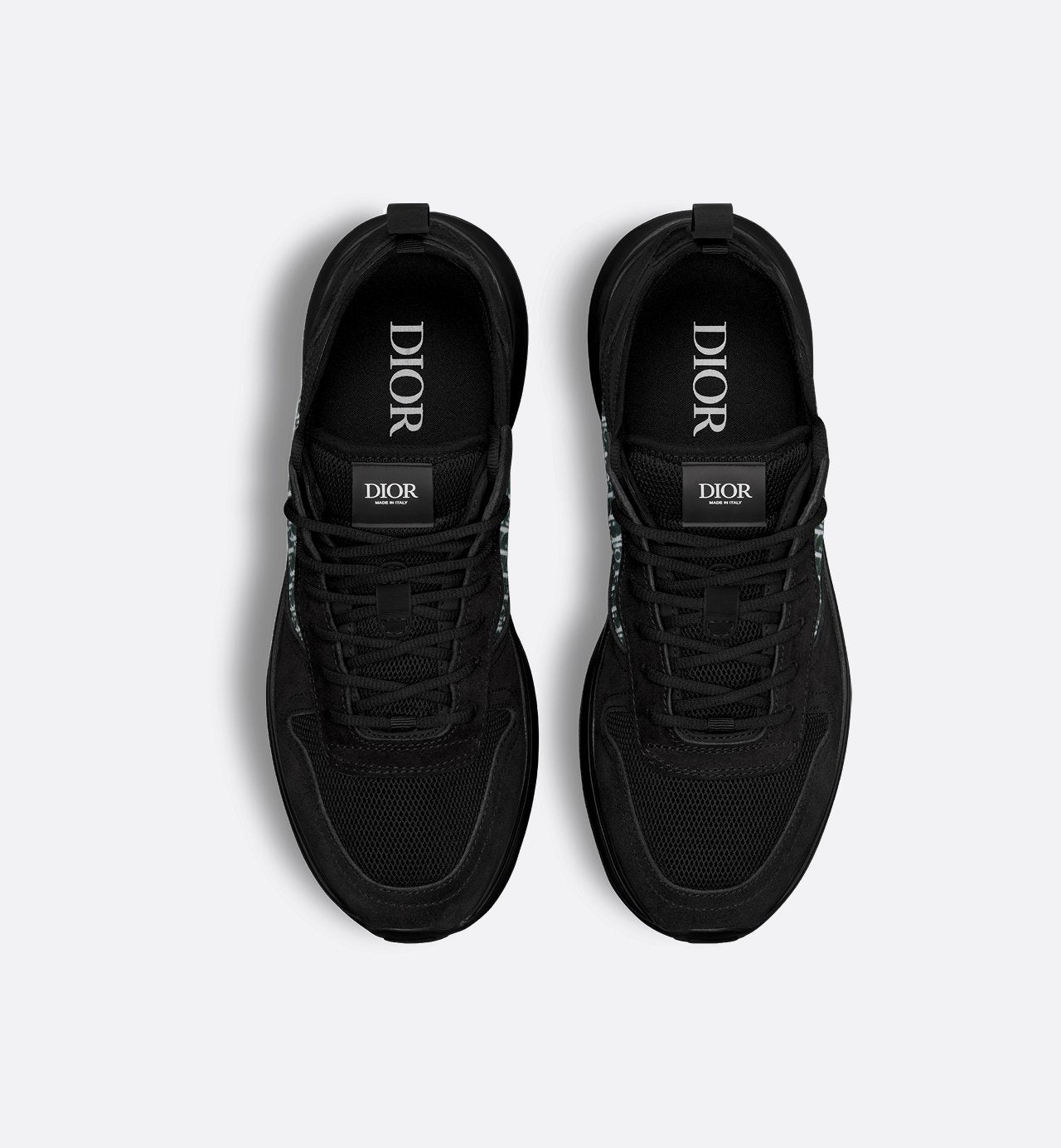 B25 Runner Sneaker Black Suede And Technical Mesh With Black And White Dior Oblique Canvas