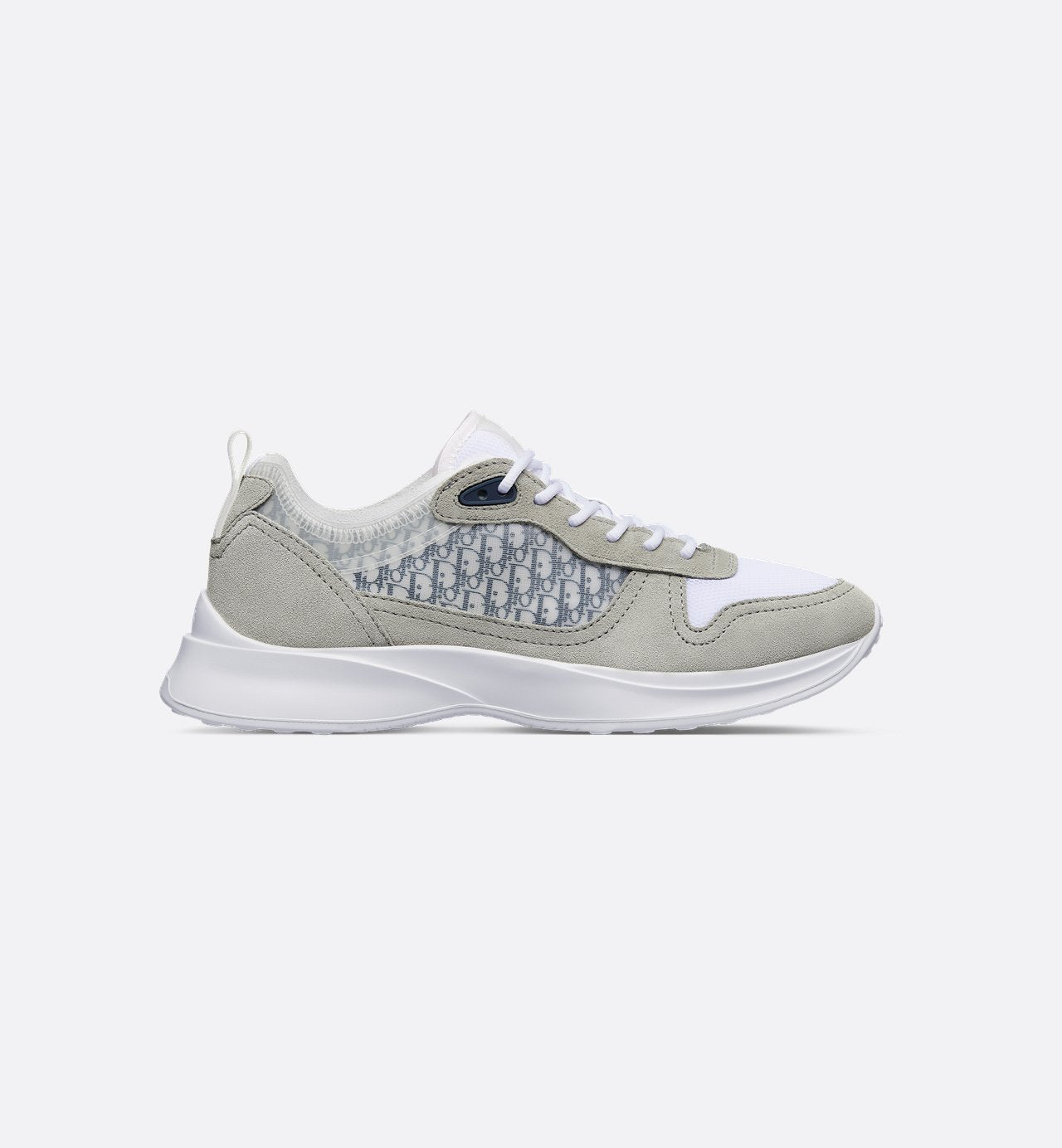 B25 Runner Sneaker Gray Suede And White Technical Mesh With Blue And White Dior Oblique Canvas