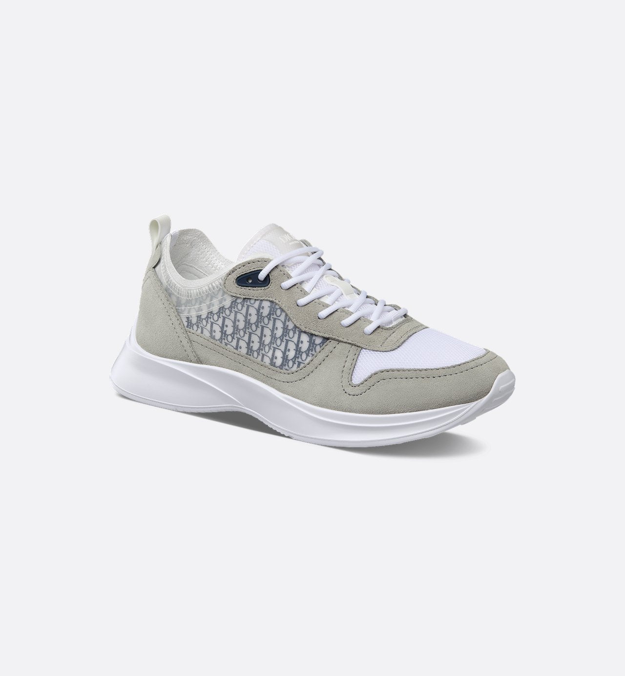 B25 Runner Sneaker Gray Suede And White Technical Mesh With Blue And White Dior Oblique Canvas