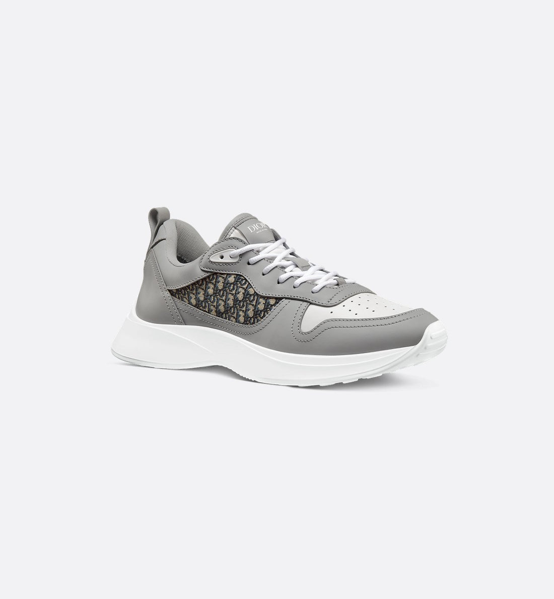 B25 Runner Sneaker Dior Gray And White Smooth Calfskin With Beige And Black Dior Oblique Jacquard