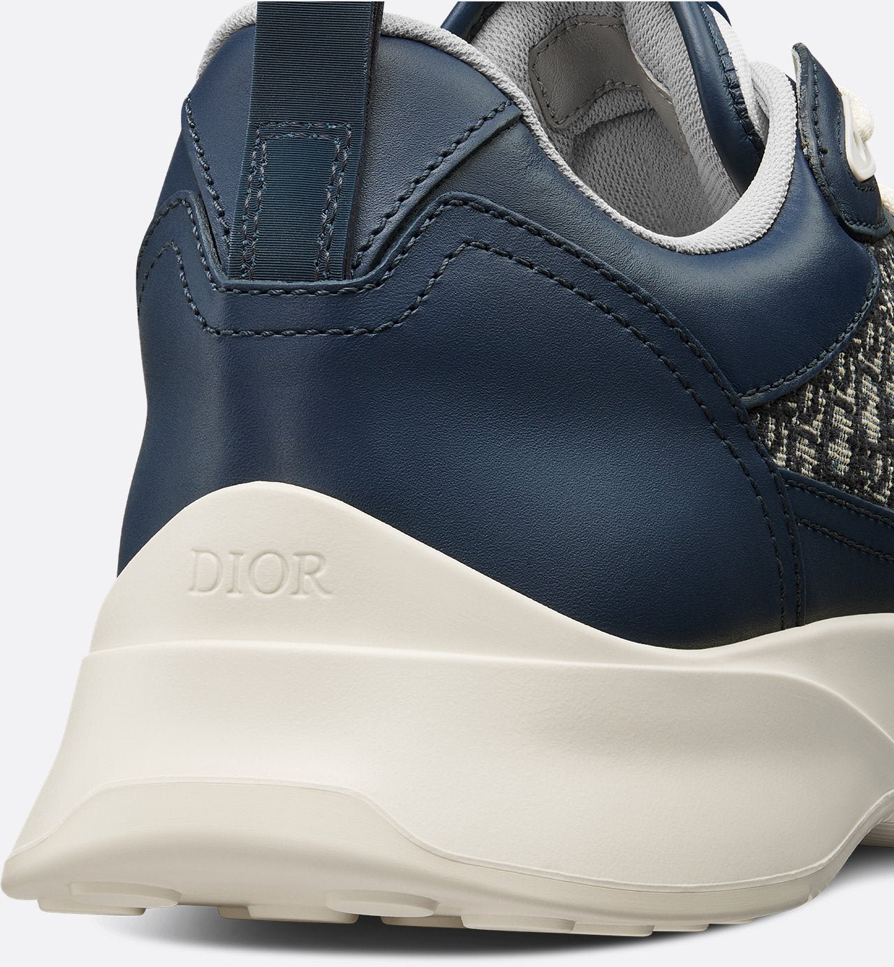 B25 Runner Sneaker Navy Blue And Cream Smooth Calfskin With Beige And Black Dior Oblique Jacquard