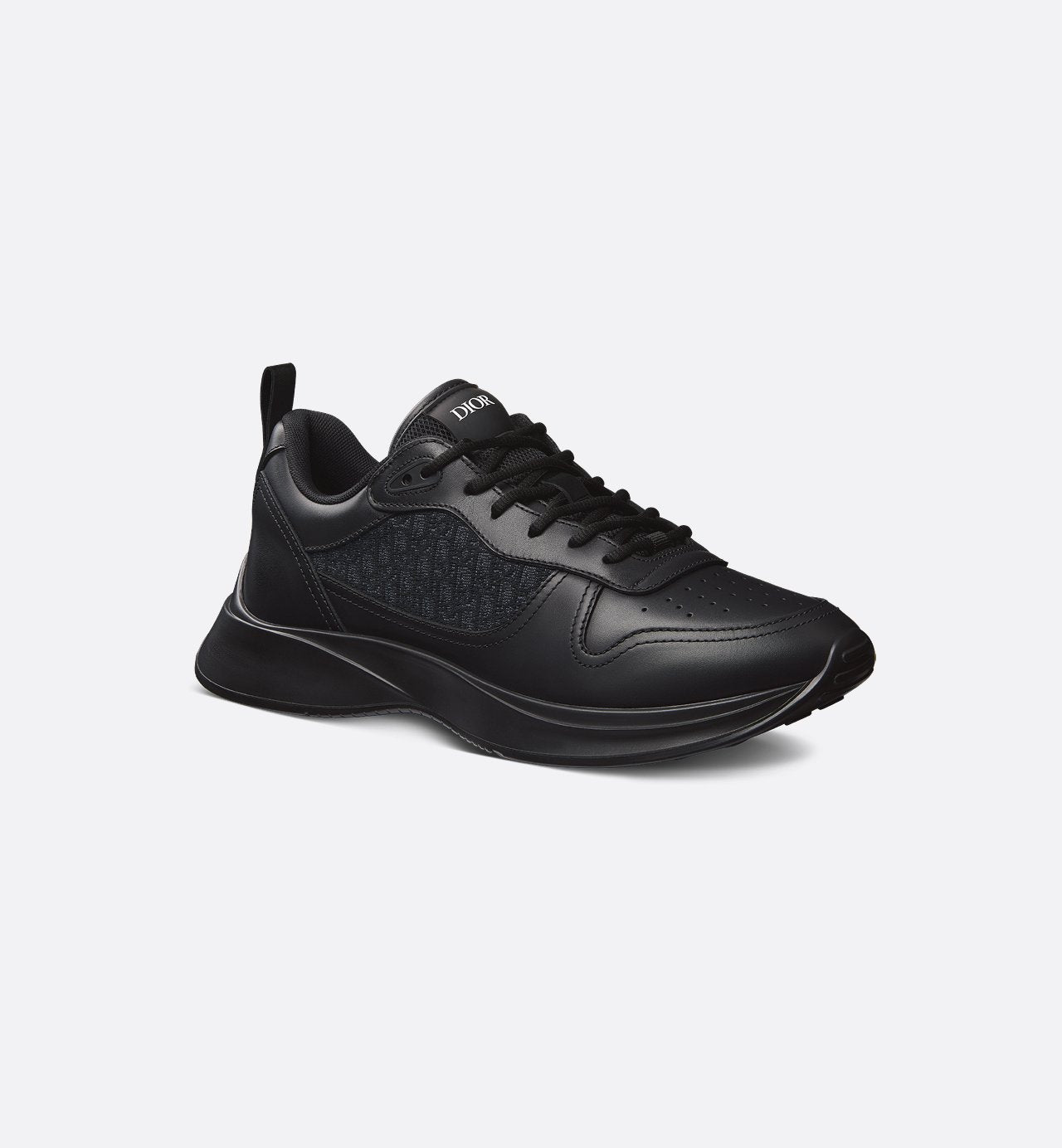 B25 Runner Sneaker Black Smooth Calfskin And Dior Oblique Jacquard