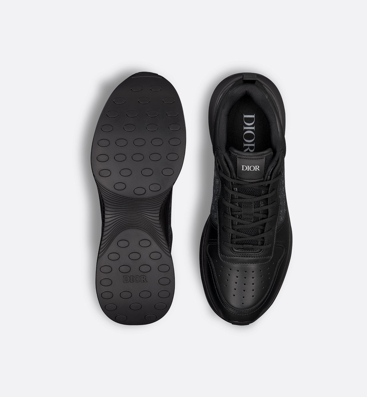 B25 Runner Sneaker Black Smooth Calfskin And Dior Oblique Jacquard