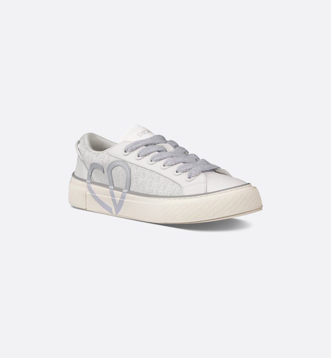 B33 Sneaker Gray Smooth Calfskin And Gray Dior Oblique Jacquard