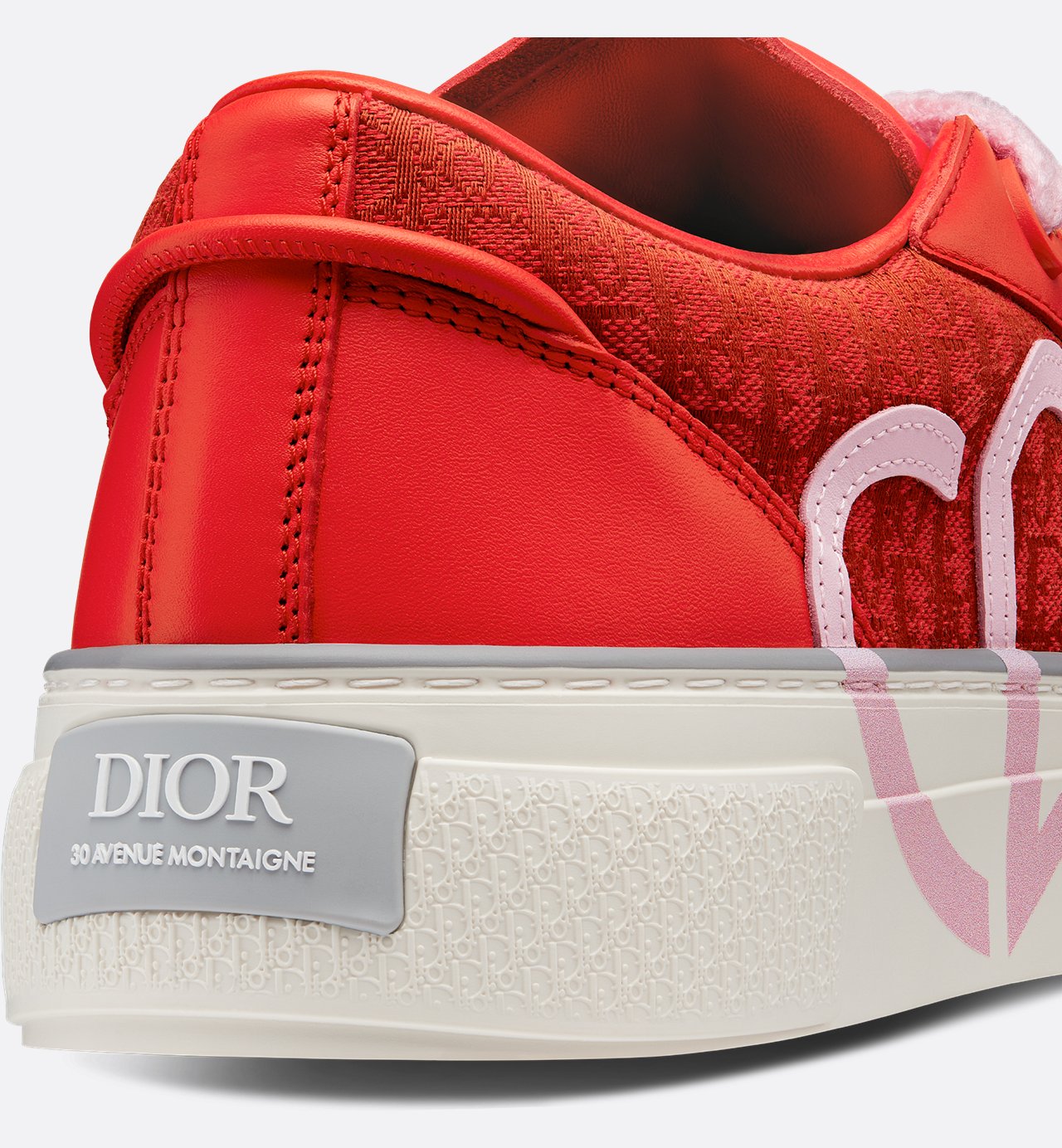 B33 Sneaker Red Smooth Calfskin And Red Dior Oblique Jacquard