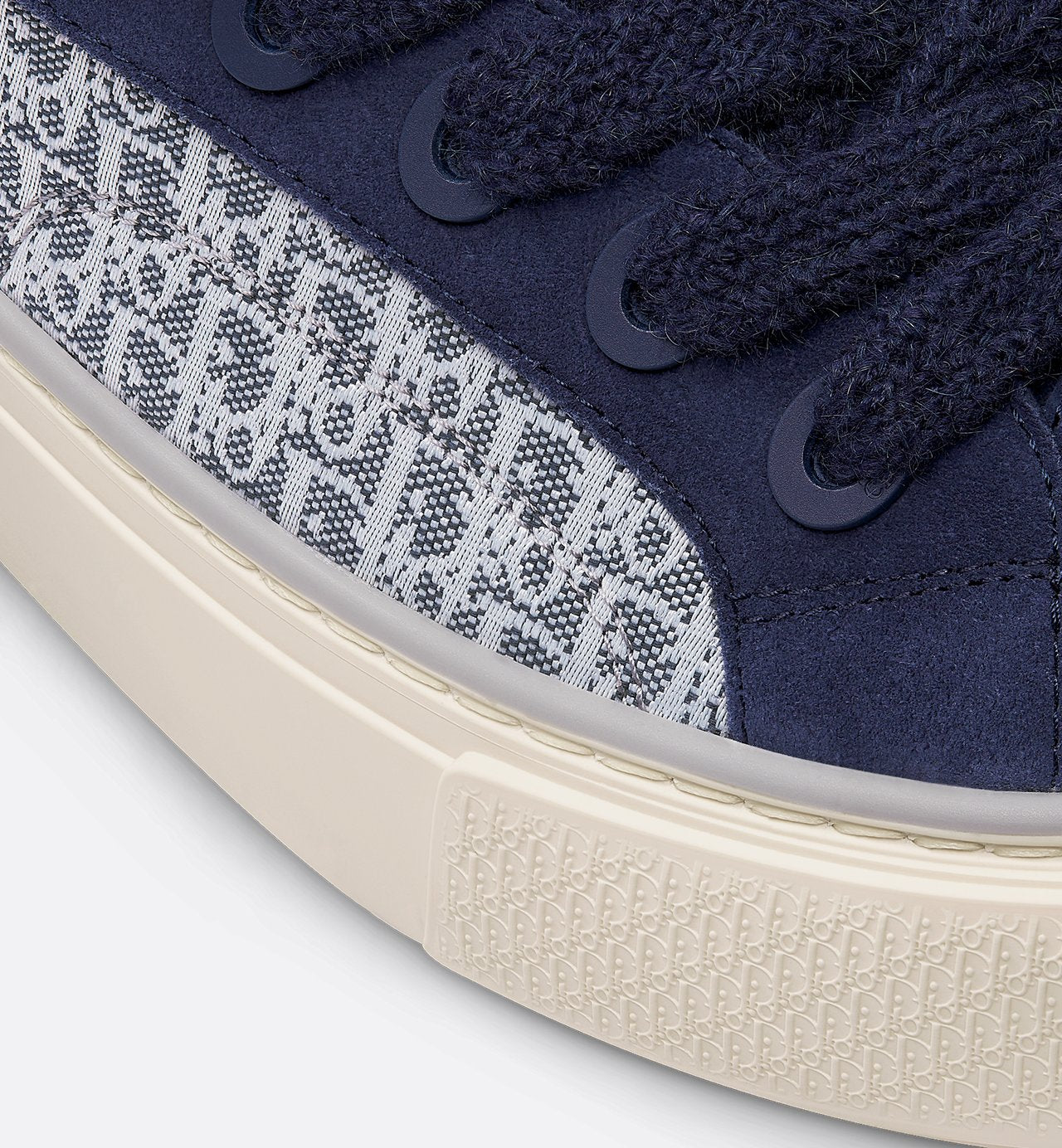 B33 Sneaker Navy Blue Dior Oblique Jacquard And Suede