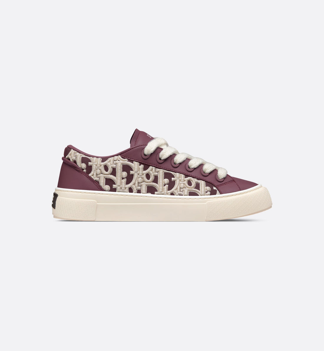 B33 Sneaker - Limited And Numbered Edition Burgundy Smooth Calfskin With Cream Dior Oblique Raised Embroidery