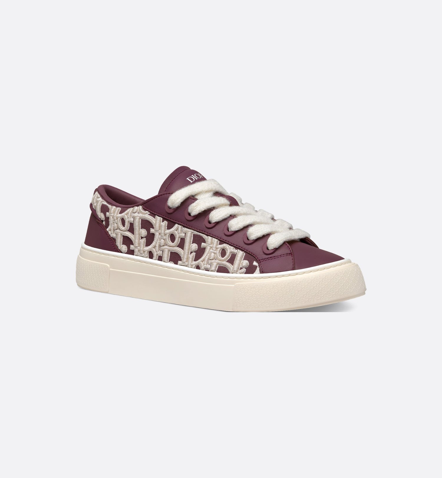 B33 Sneaker - Limited And Numbered Edition Burgundy Smooth Calfskin With Cream Dior Oblique Raised Embroidery