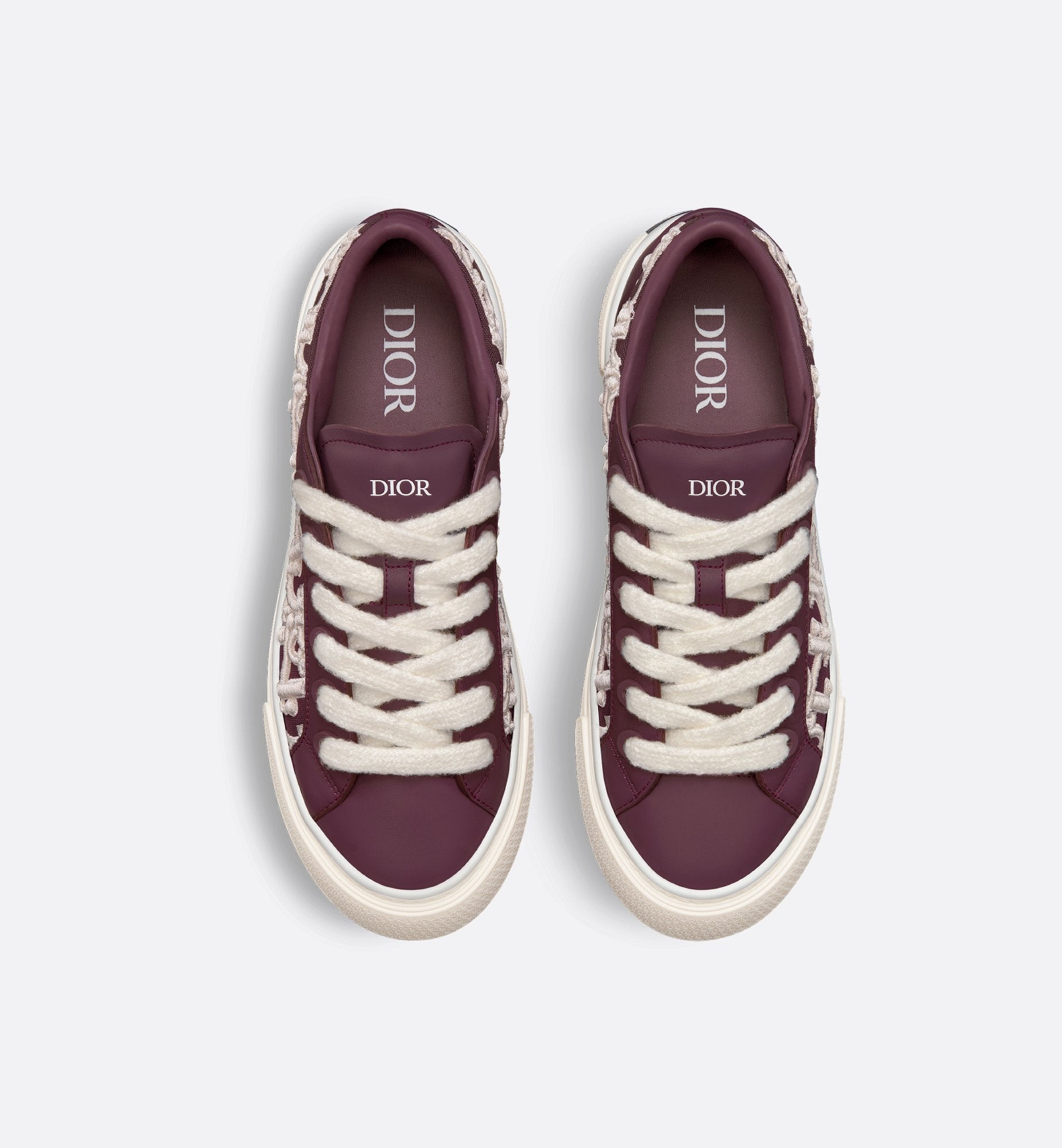 B33 Sneaker - Limited And Numbered Edition Burgundy Smooth Calfskin With Cream Dior Oblique Raised Embroidery