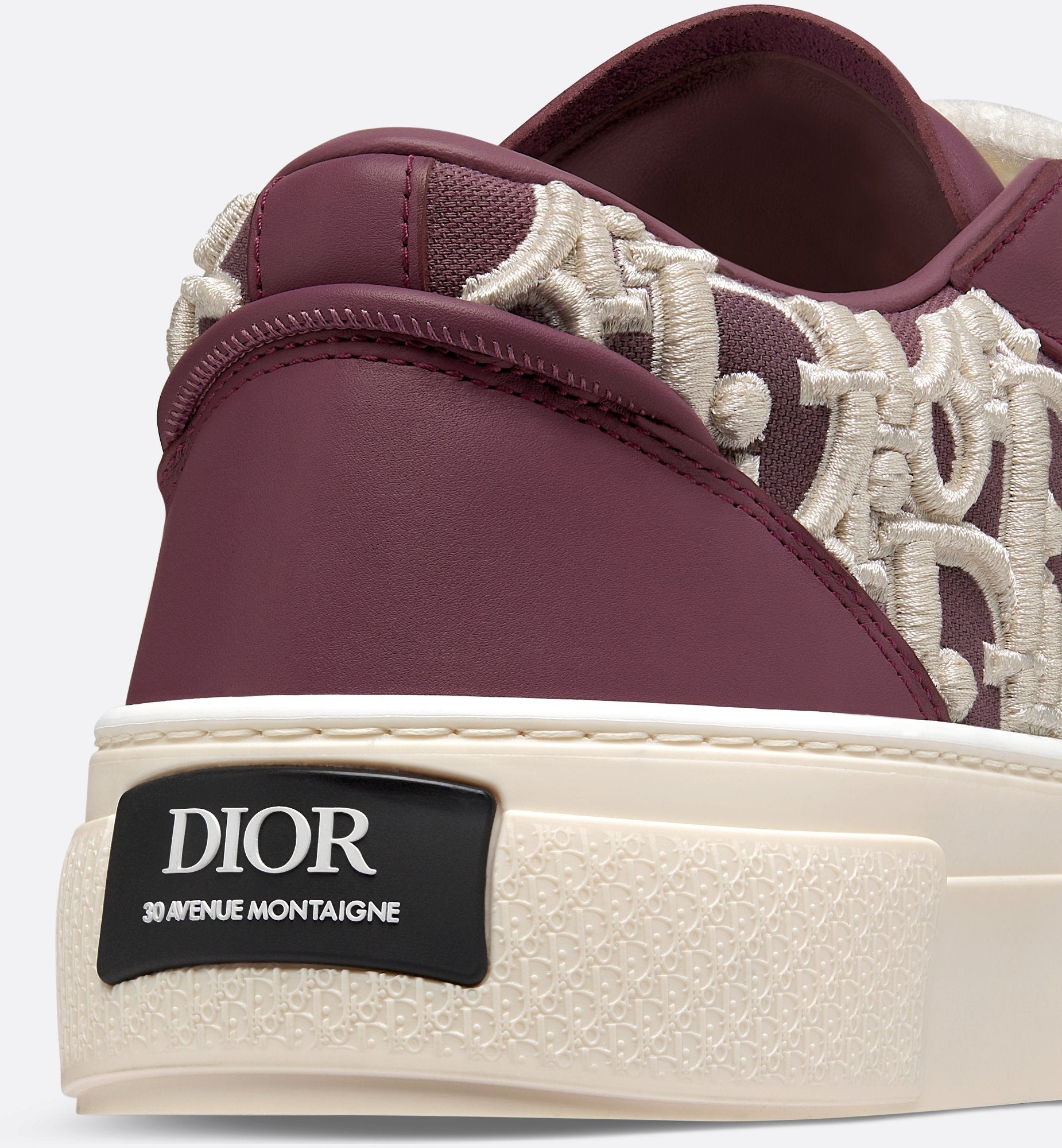 B33 Sneaker - Limited And Numbered Edition Burgundy Smooth Calfskin With Cream Dior Oblique Raised Embroidery