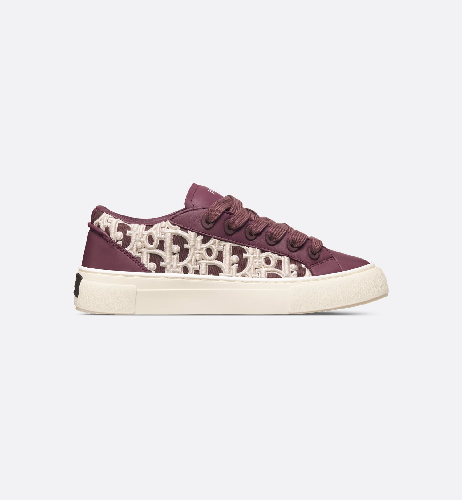 B33 Sneaker - Limited And Numbered Edition Burgundy Smooth Calfskin With Cream Dior Oblique Raised Embroidery