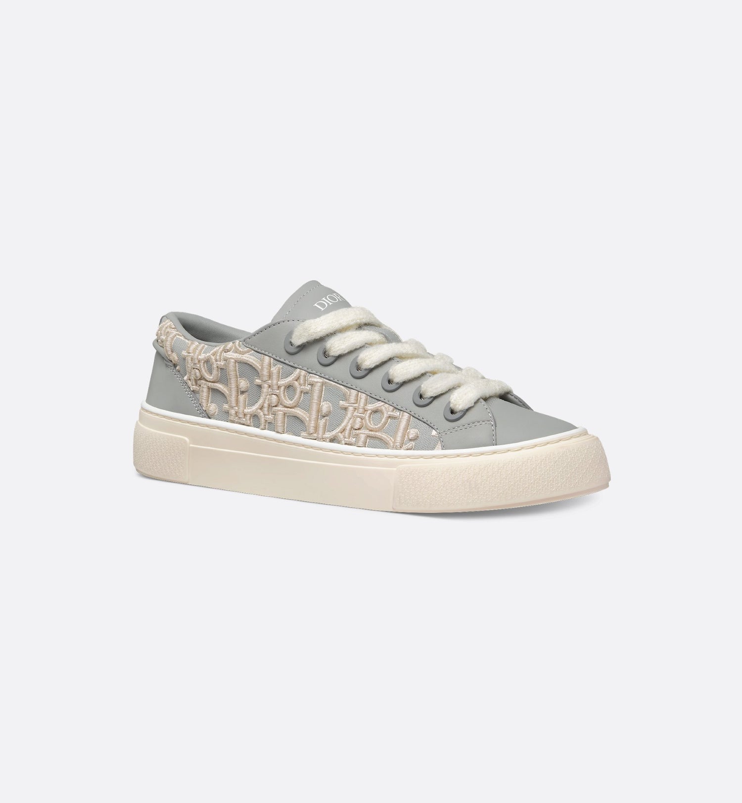 B33 Sneaker - Limited And Numbered Edition Gray Smooth Calfskin With Cream Dior Oblique Raised Embroidery