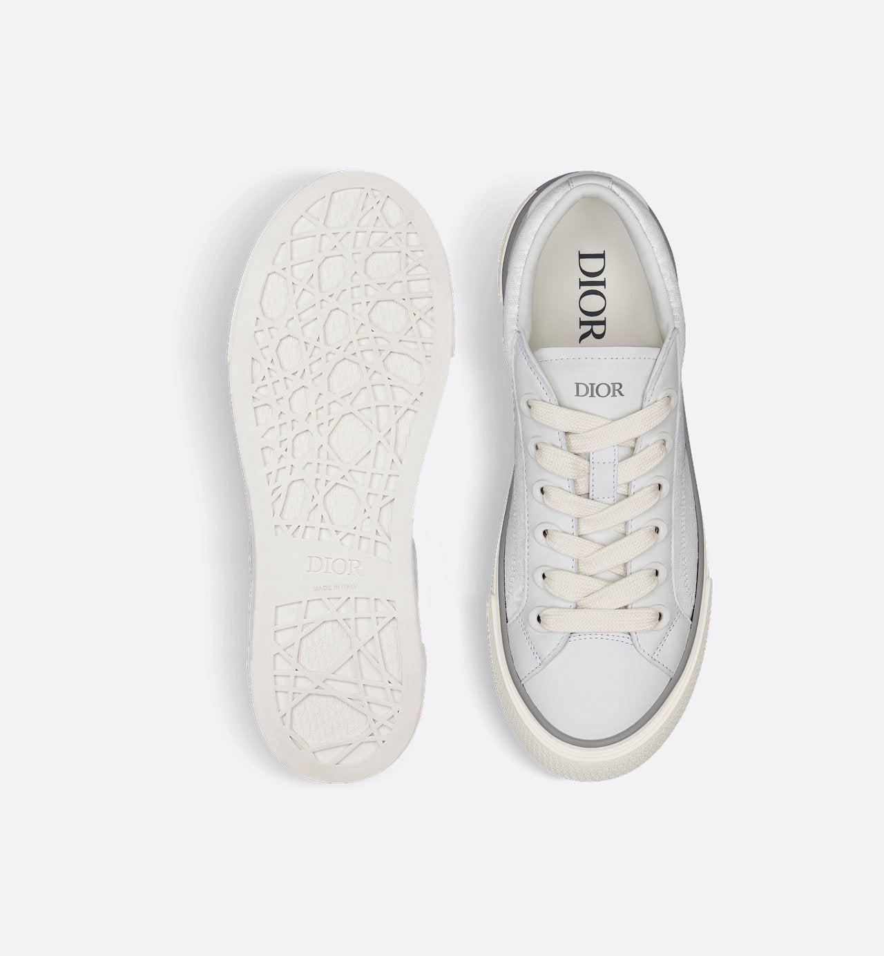 B33 Sneaker White Smooth Calfskin And Dior Oblique Jacquard