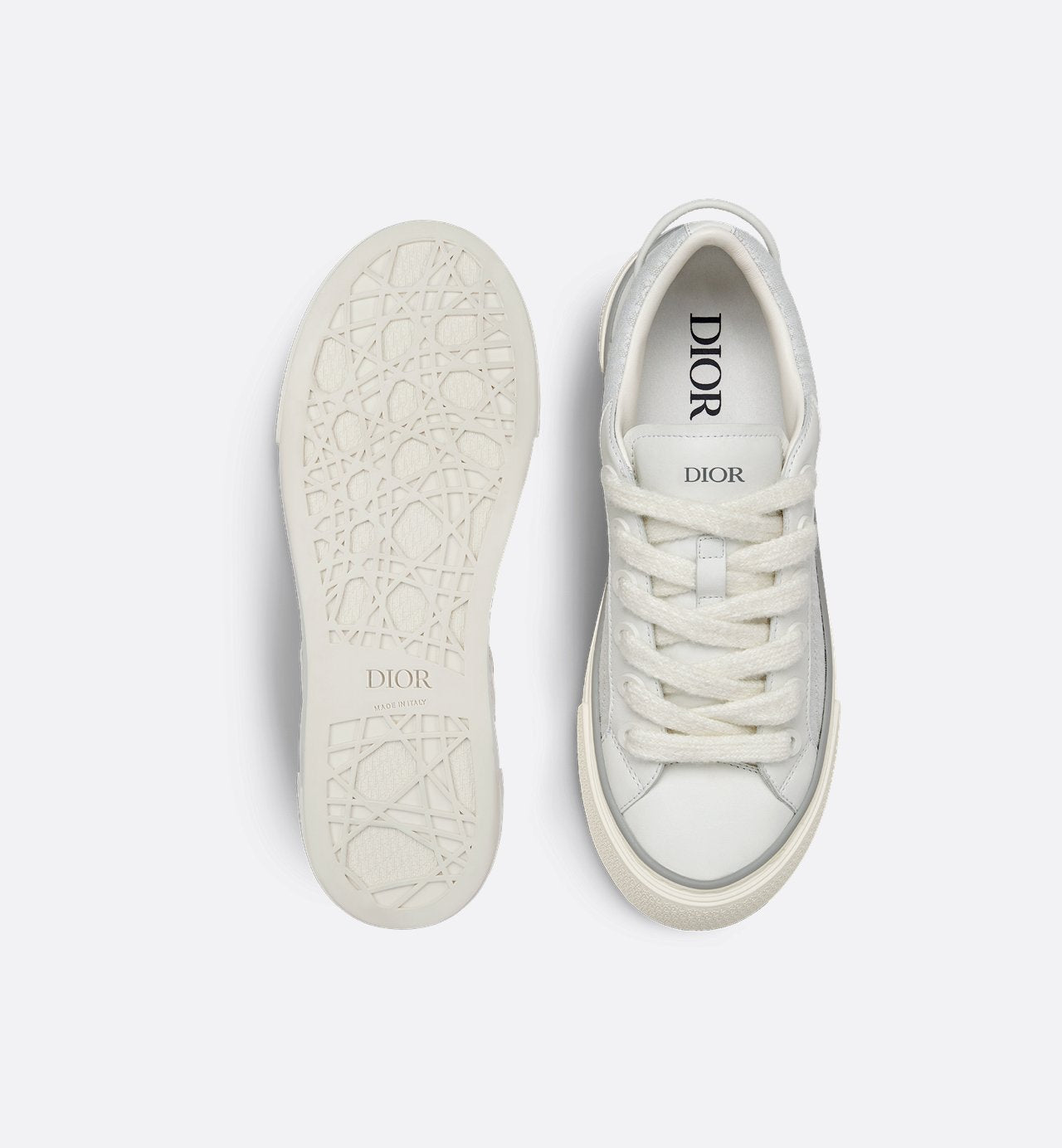 B33 Sneaker White Smooth Calfskin And Dior Oblique Jacquard