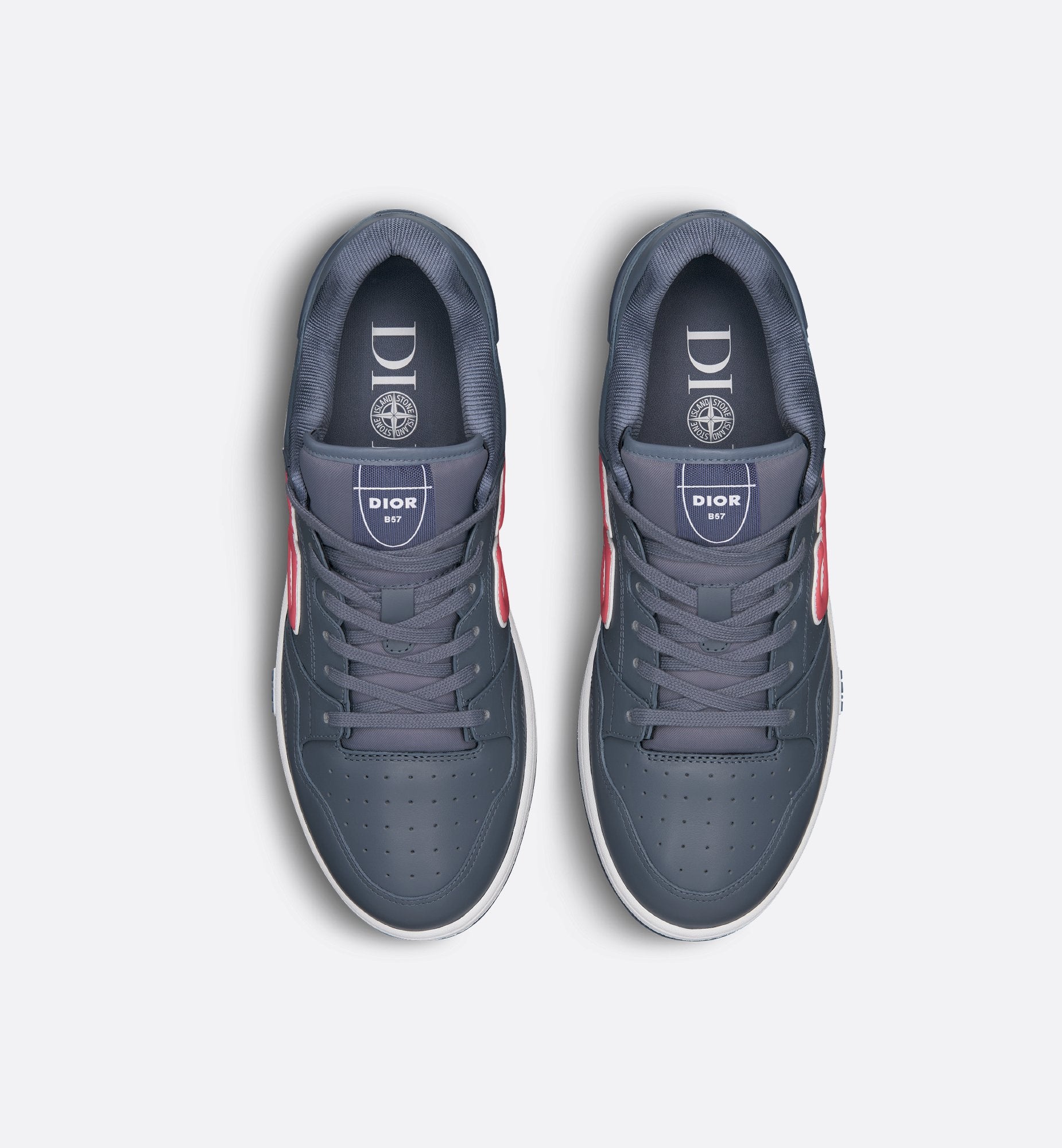 Dior And Stone Island B57 Low-Top Sneaker – Limited And Numbered Edition Blue And Red Smooth Calfskin